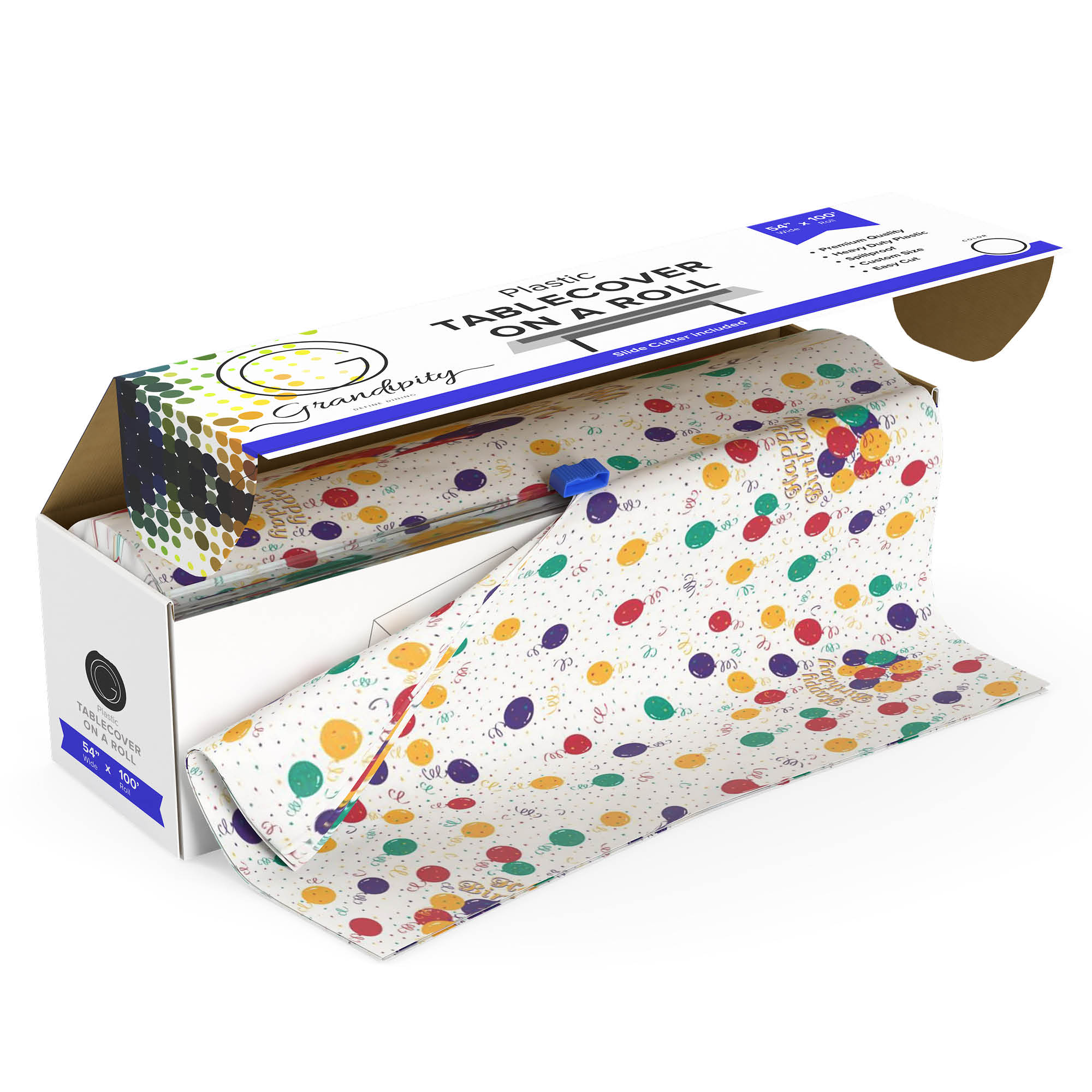 Birthday Self-Cutting Plastic Table Cover Roll