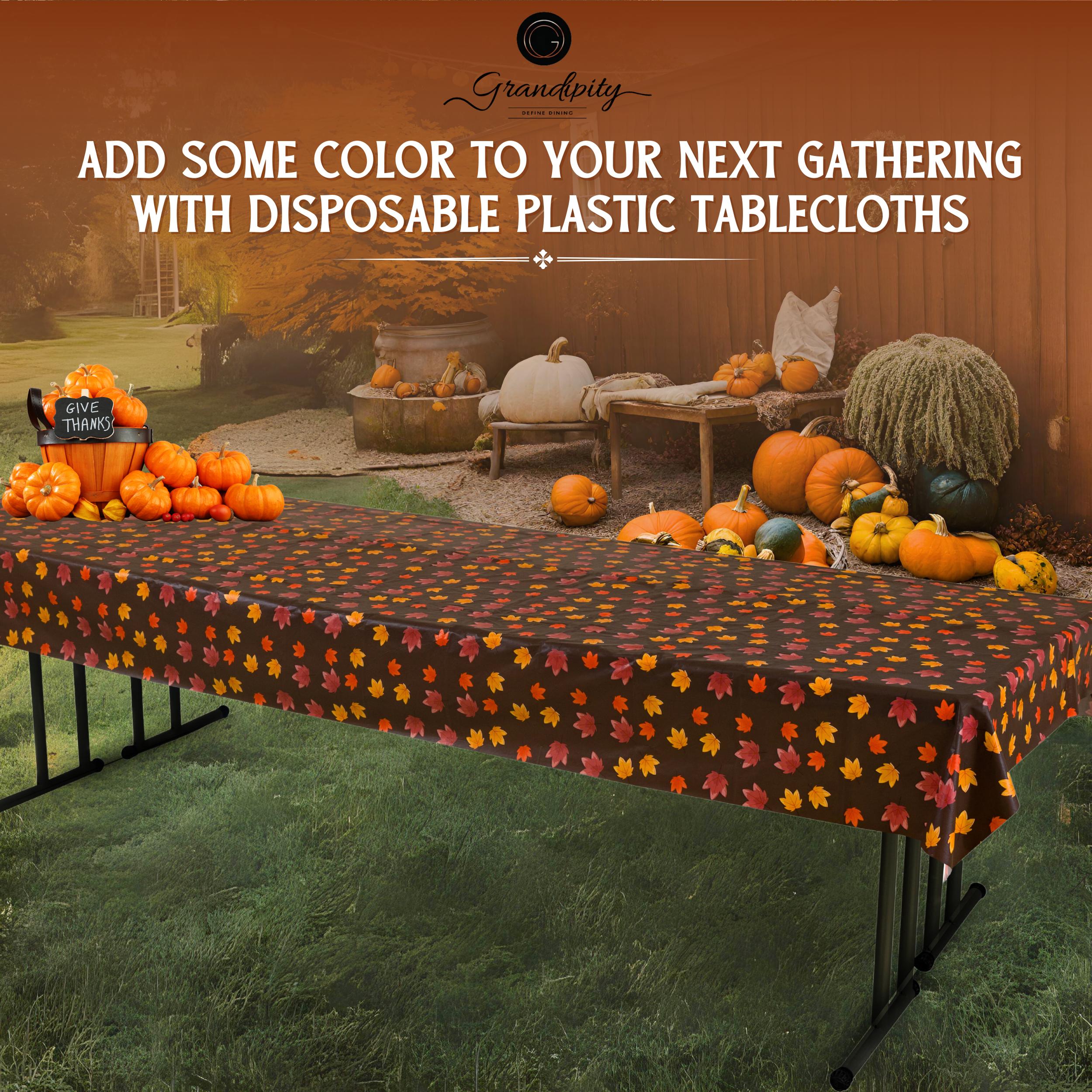 Thanksgiving Brown Premium Rectangle Plastic Table Cover
