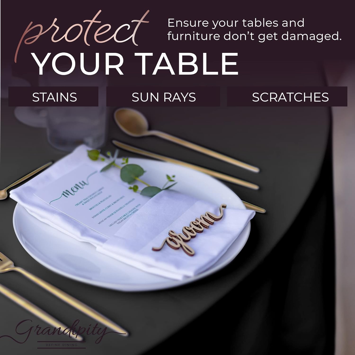Black Round Polyester Tablecloth
