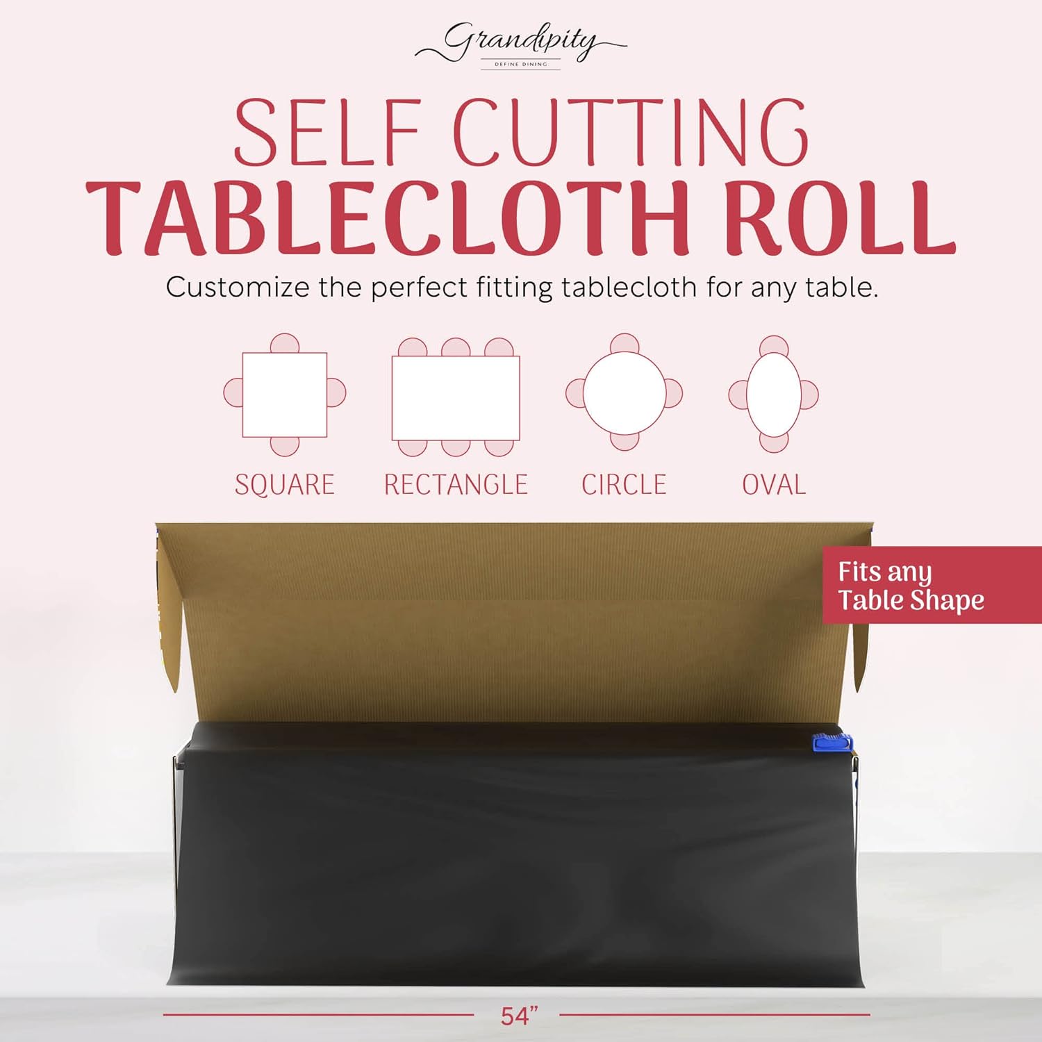 Black Self-Cutting Plastic Table Cover Roll