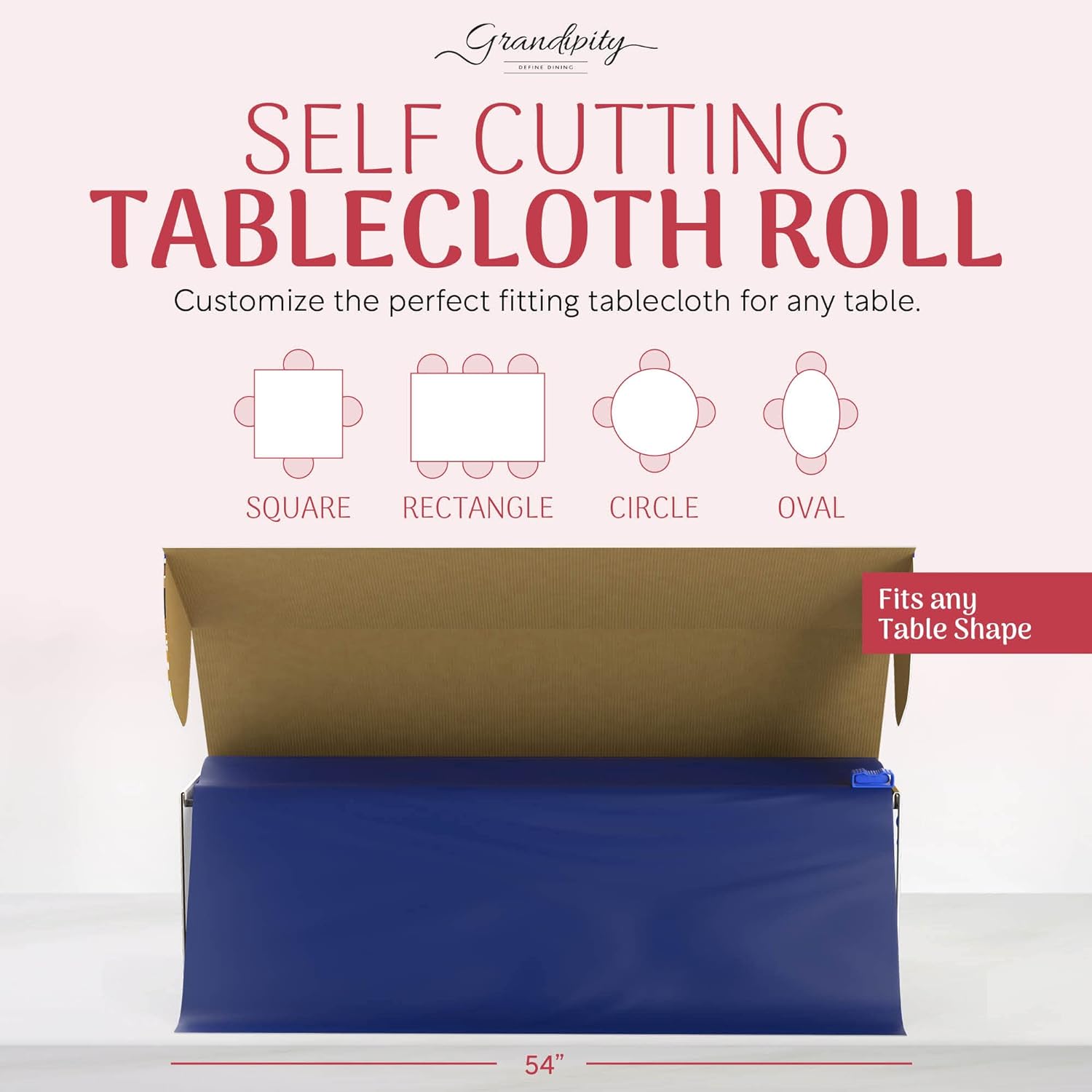 Navy Blue Self-Cutting Plastic Table Cover Roll