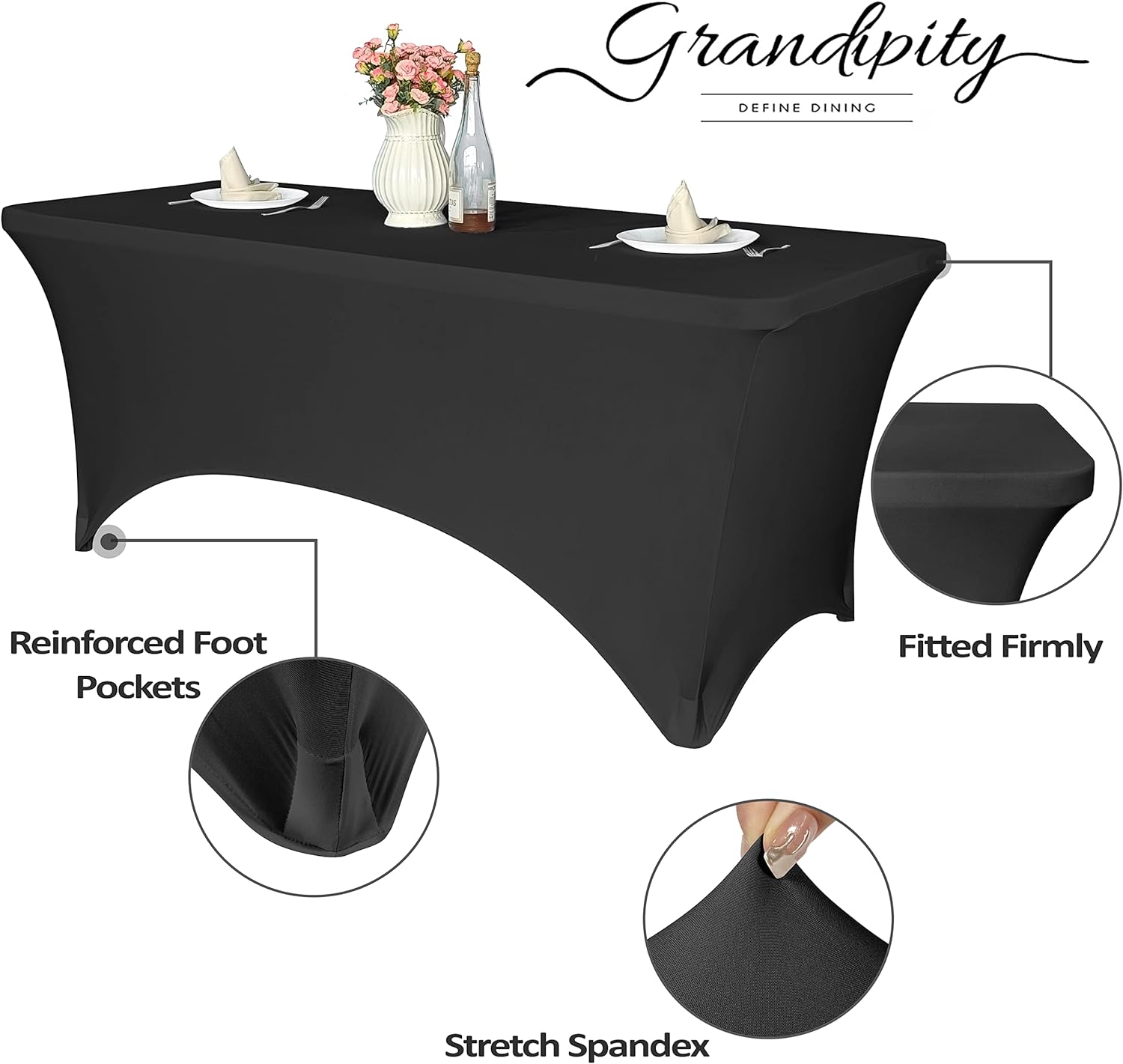 Grey Spandex Polyester Tablecloth