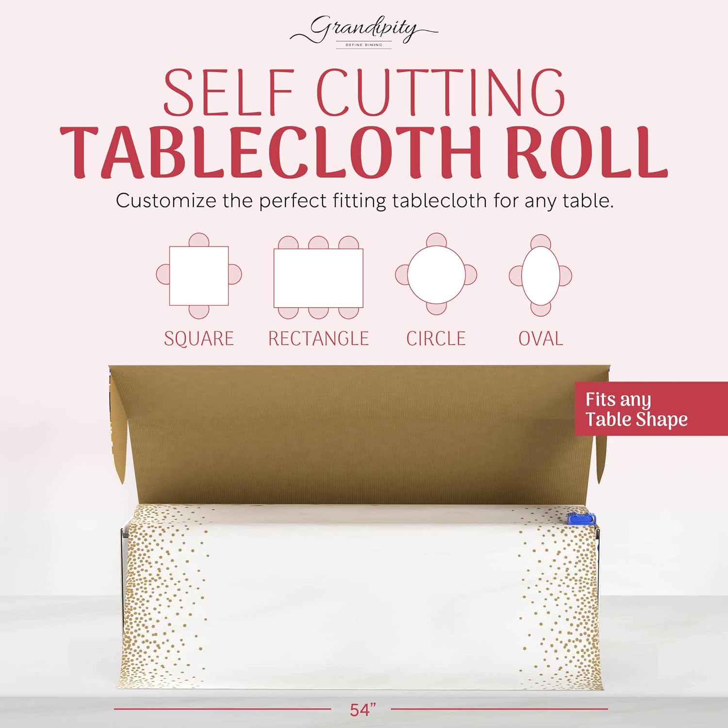 Gold Dots Self-Cutting Plastic Table Cover Roll