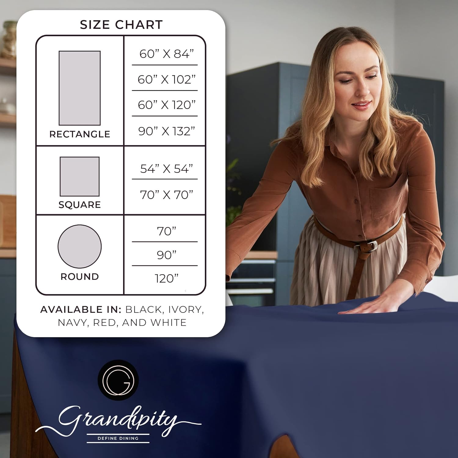 Navy Polyester Rectangle Tablecloth (Linen Alternative)