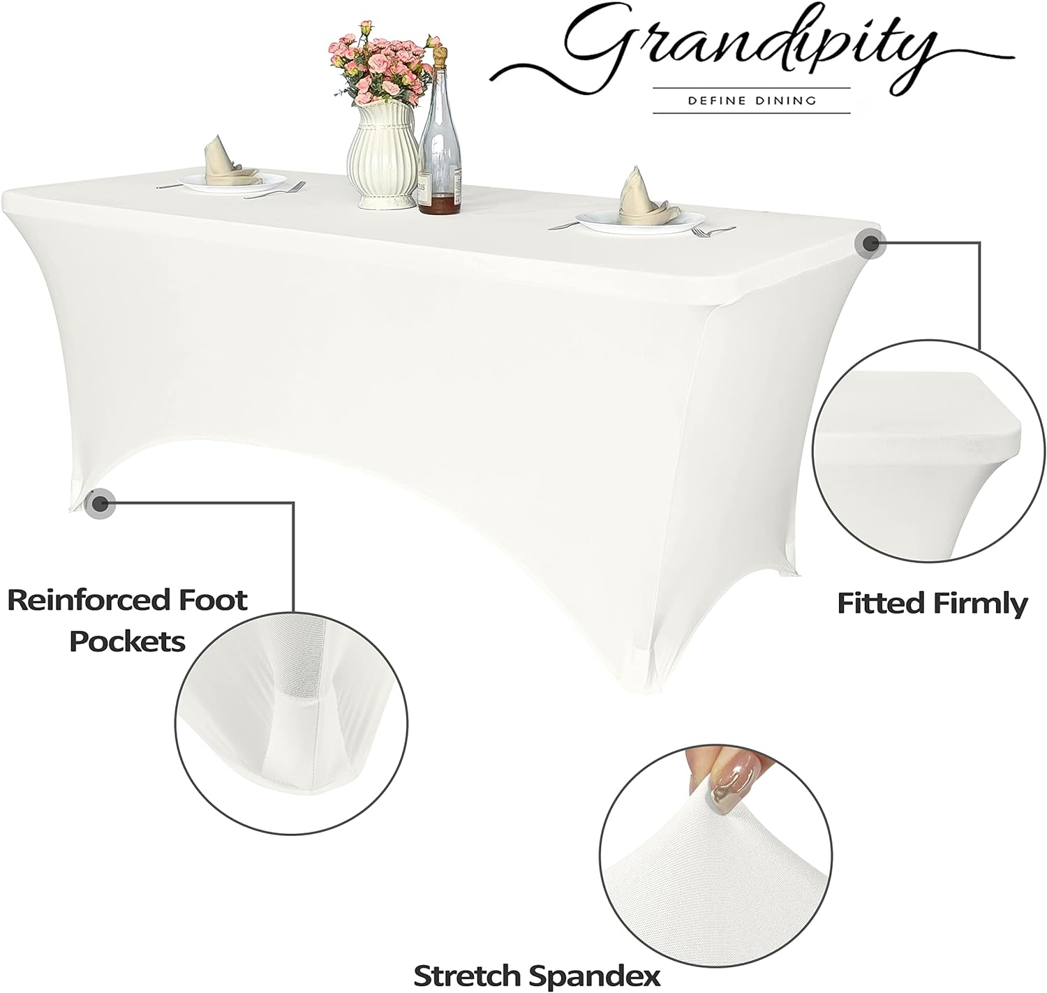Ivory Spandex Polyester Tablecloth