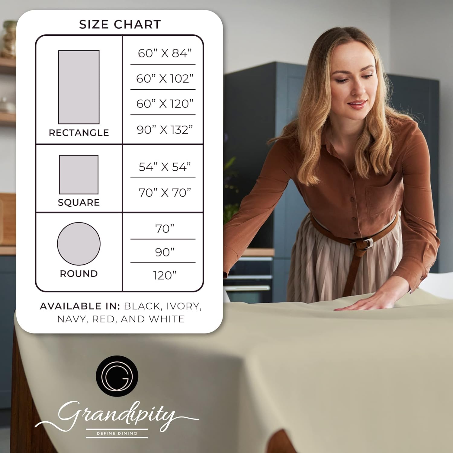 Ivory Rectangle Polyester Tablecloth