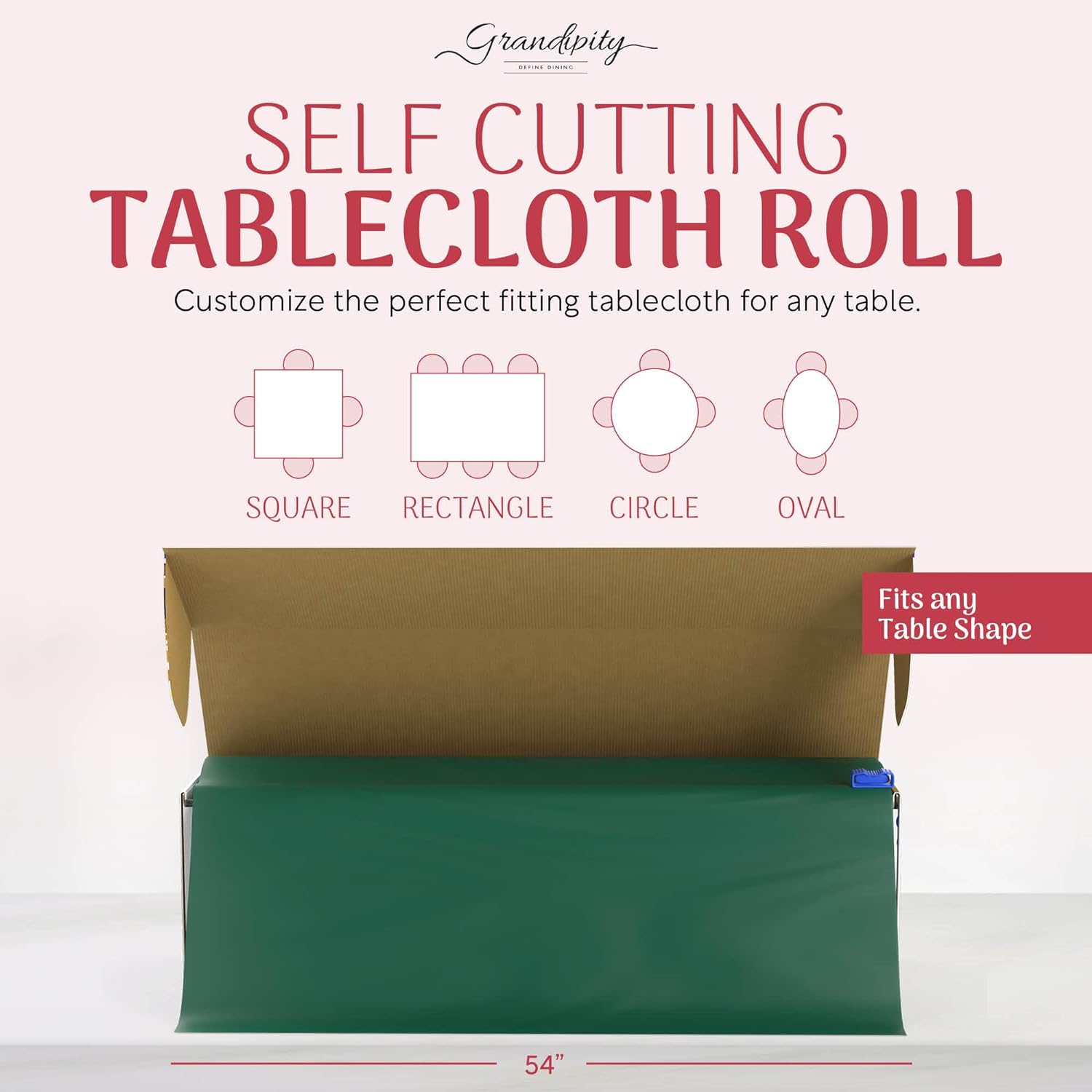 Dark Green Self-Cutting Plastic Table Cover Roll