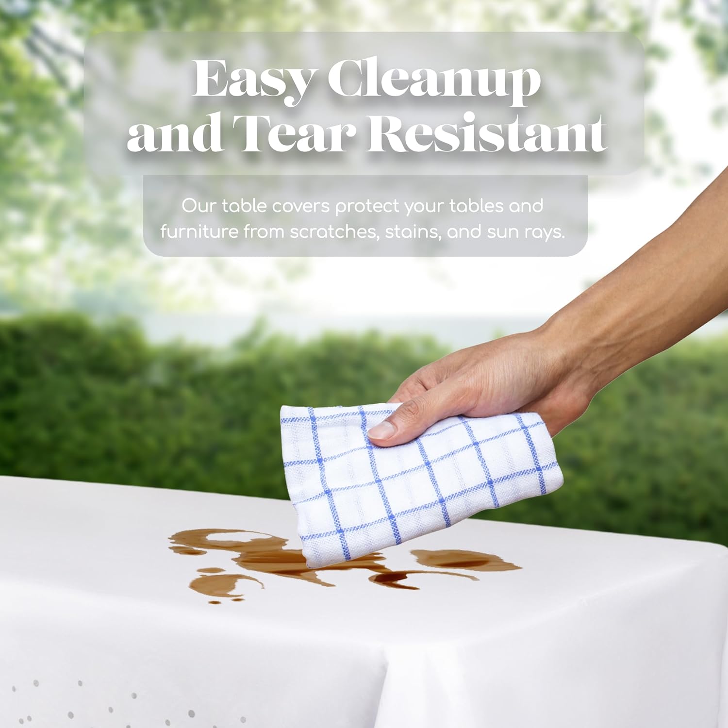 Grey Dots White Premium Rectangle Plastic Table Cover