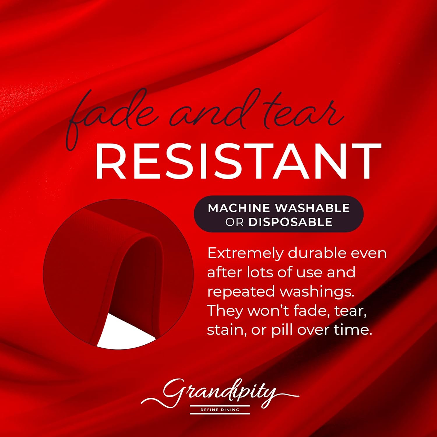 Red Round Polyester Tablecloth