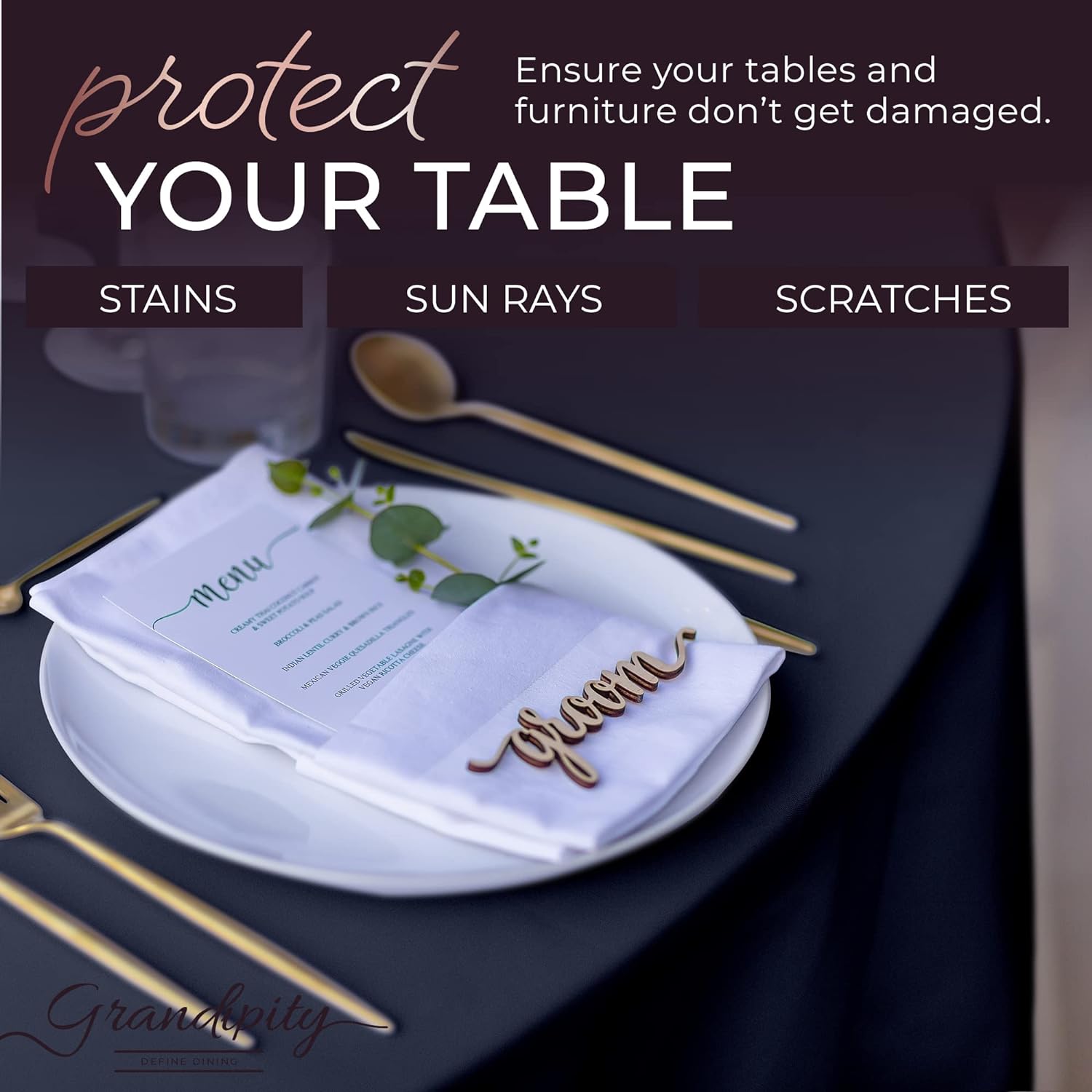 Navy Round Polyester Tablecloth