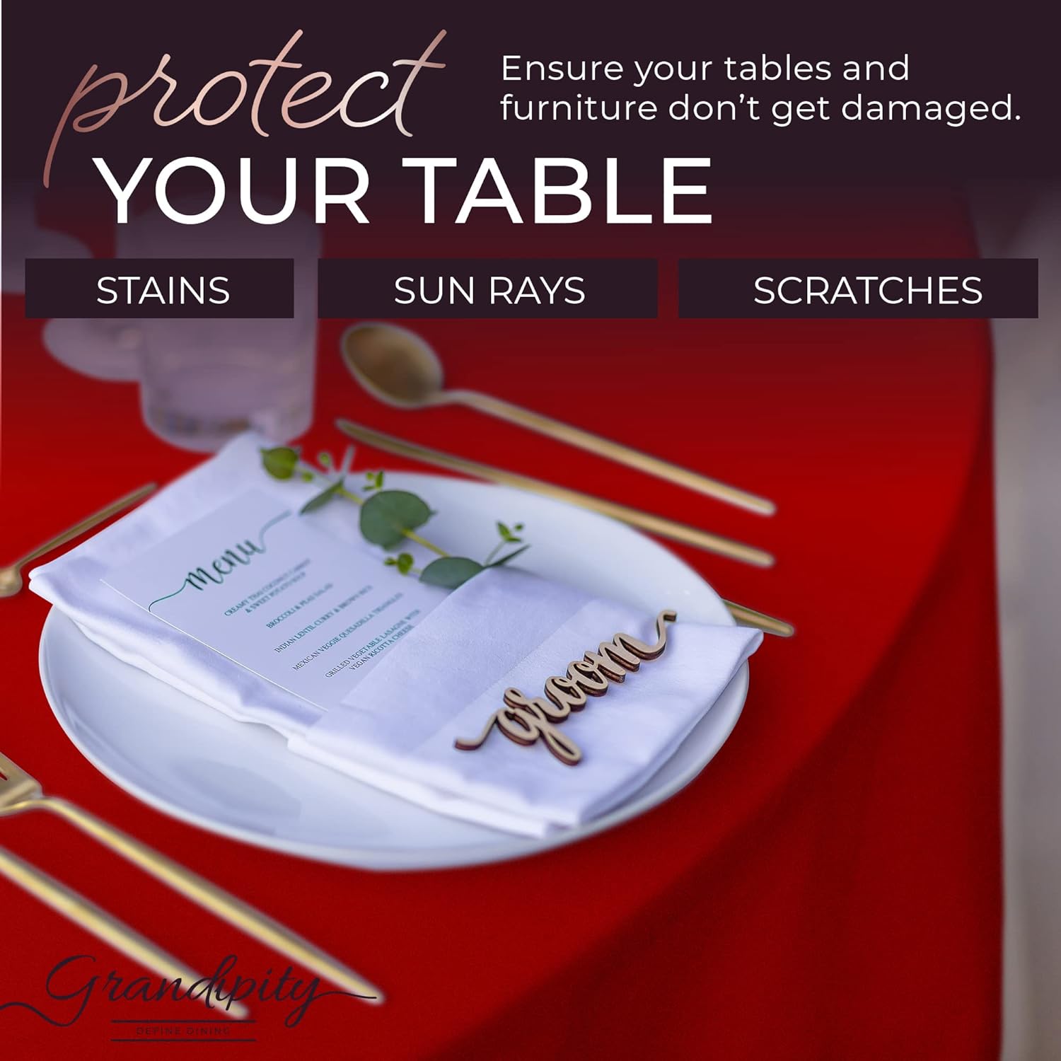 Red Round Polyester Tablecloth