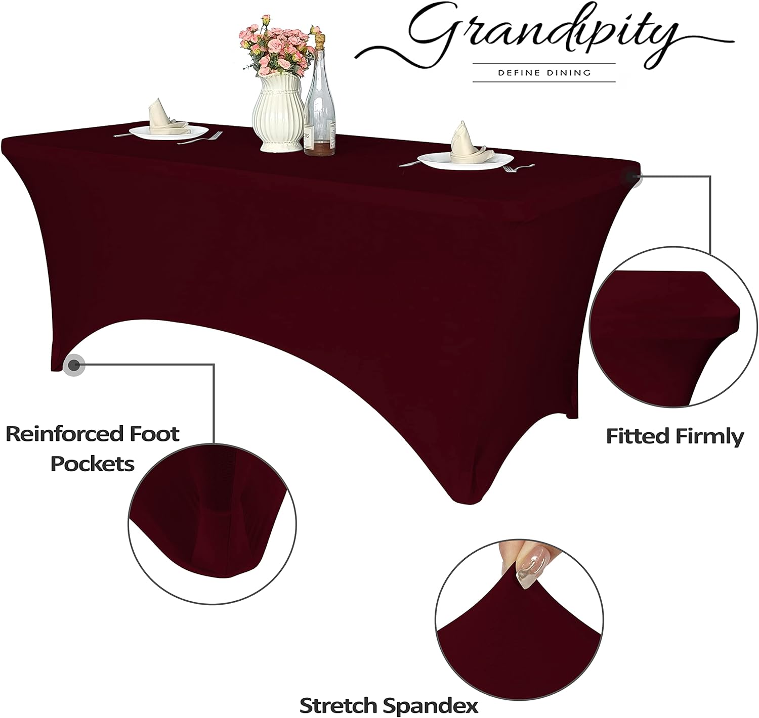 Burgundy Spandex Polyester Tablecloth