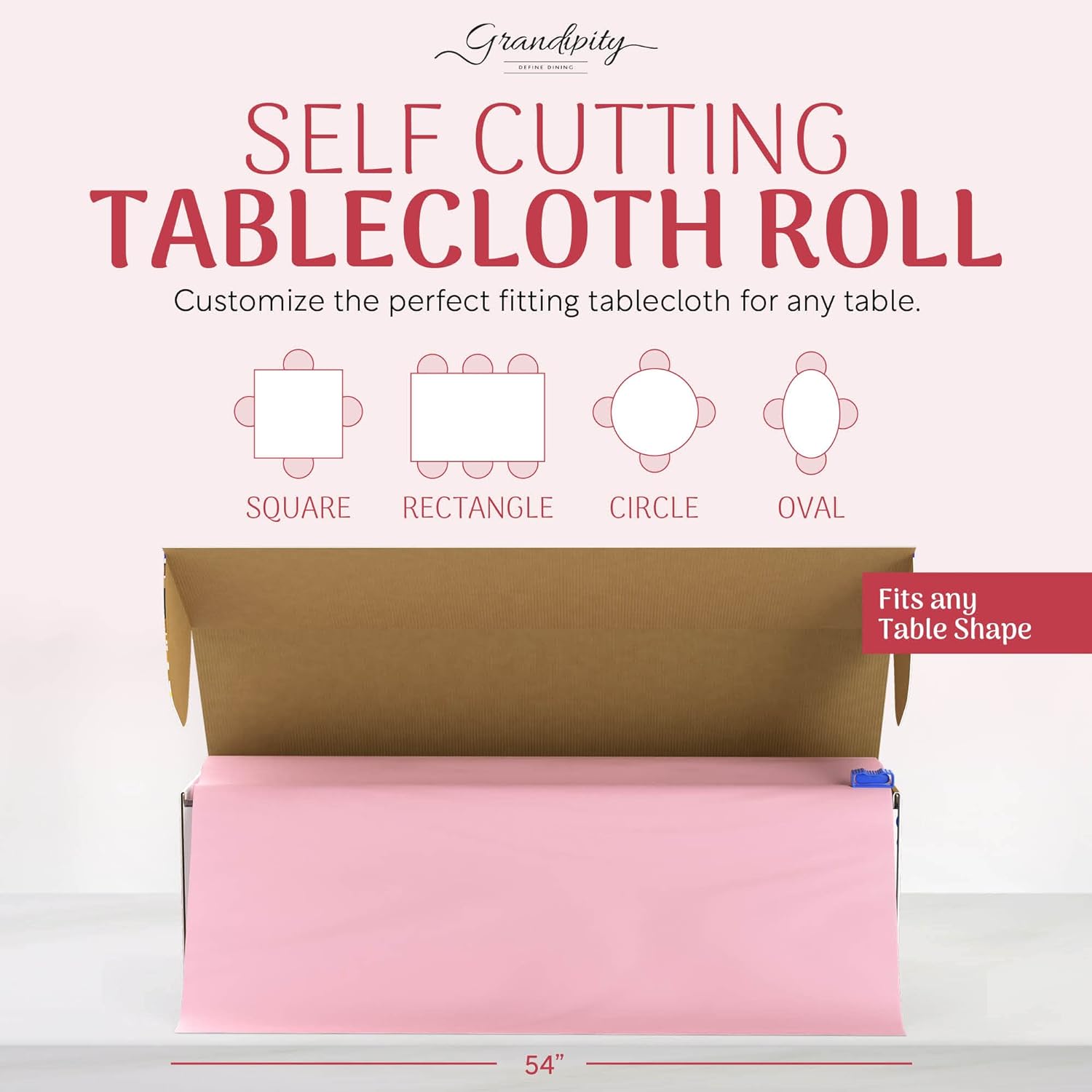 Pink Self-Cutting Plastic Table Cover Roll