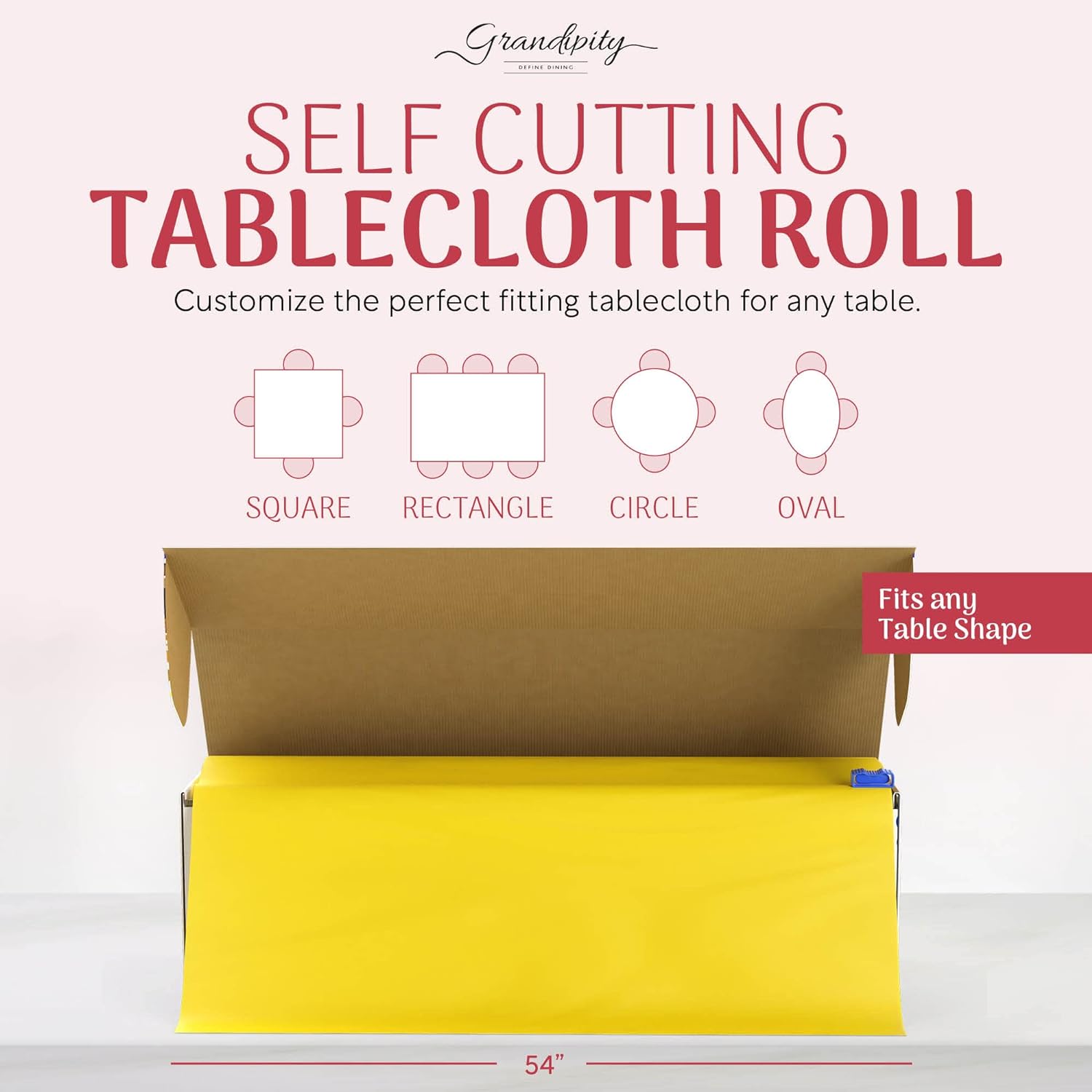 Yellow Self-Cutting Plastic Table Cover Roll