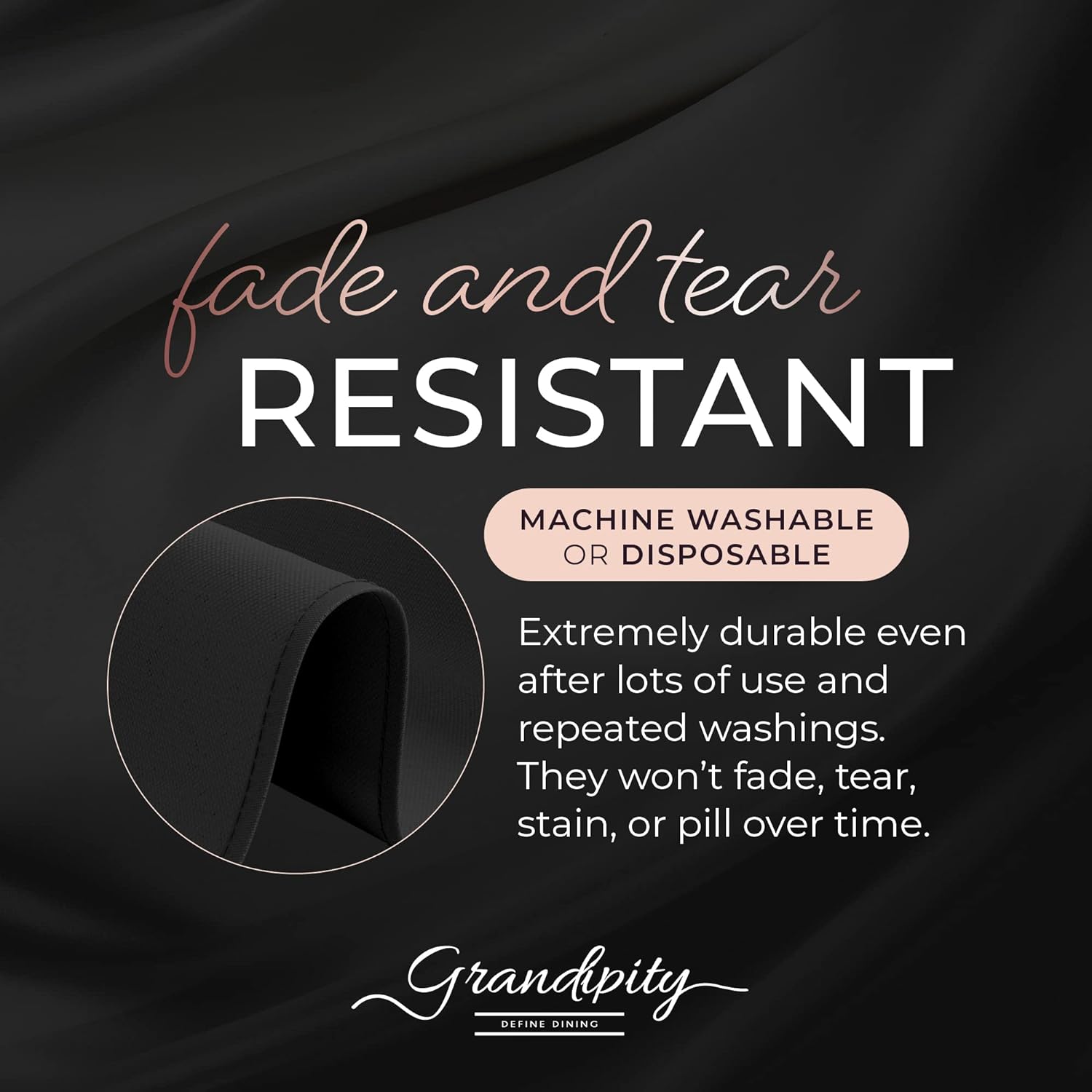 Black Round Polyester Tablecloth