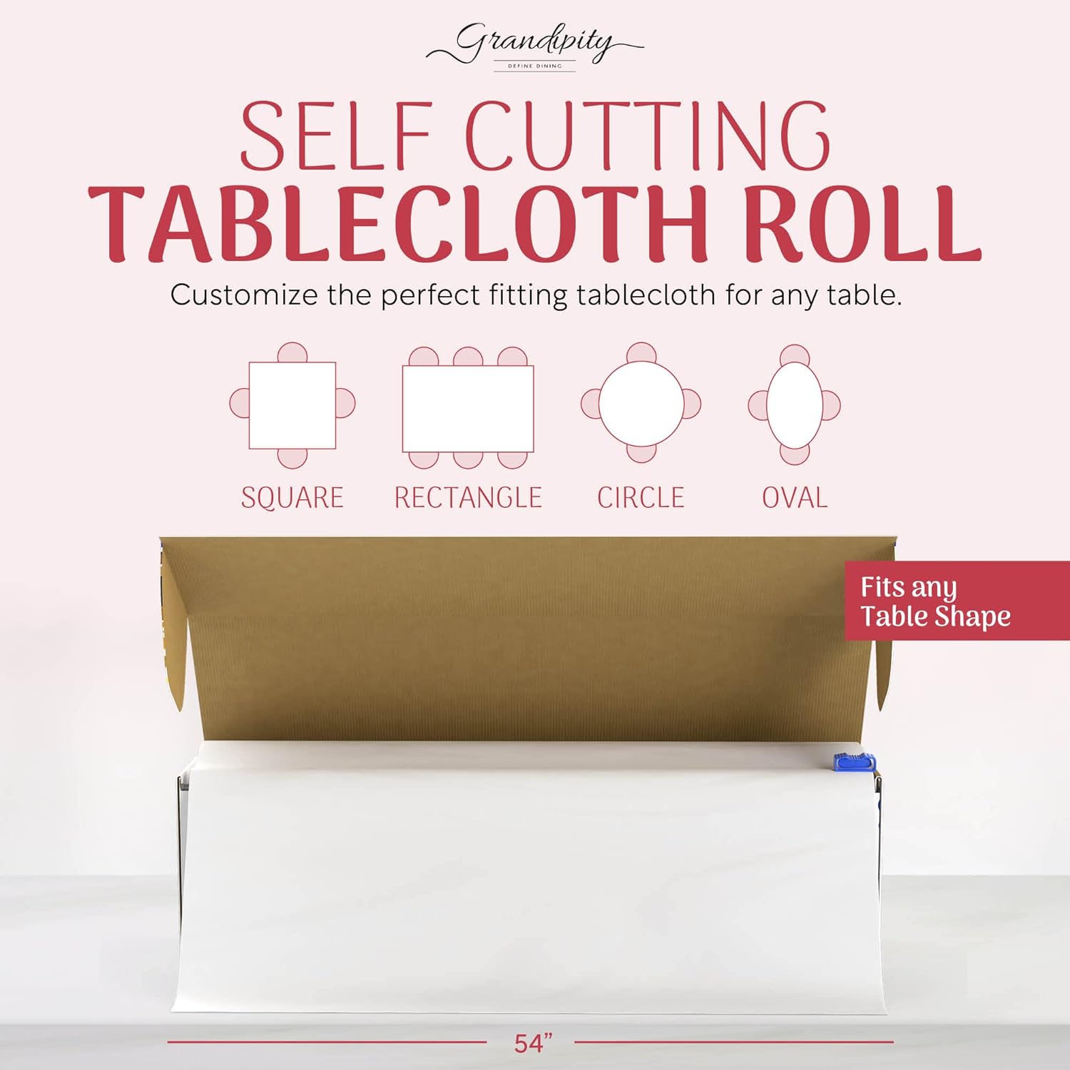 White Self-Cutting Plastic Table Cover Roll