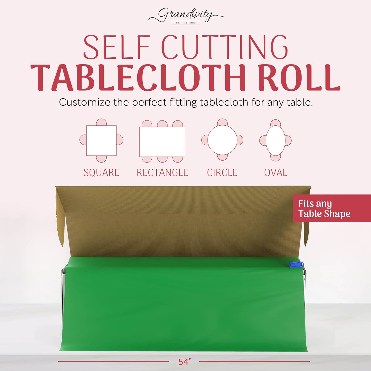 Green Self-Cutting Plastic Table Cover Roll