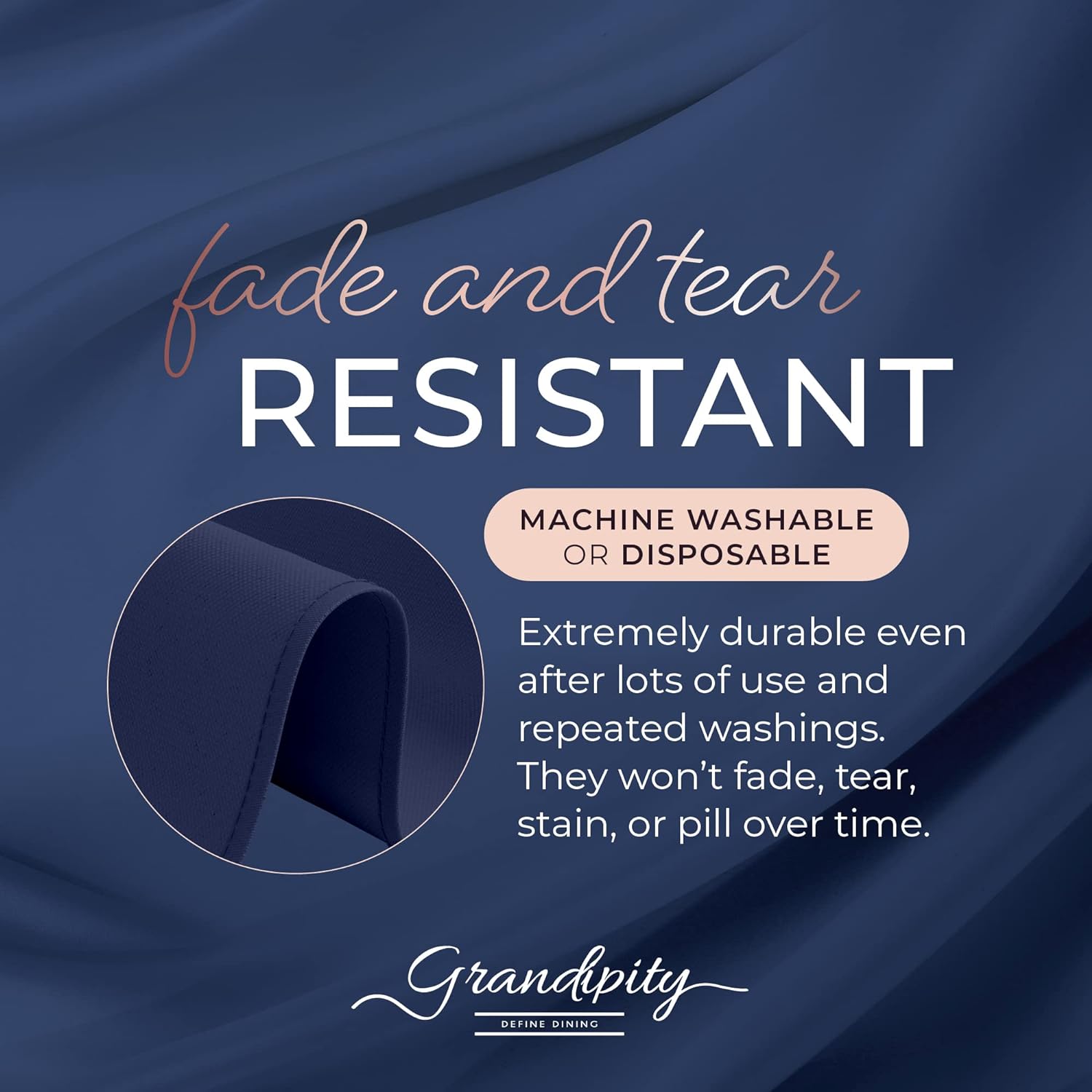Navy Round Polyester Tablecloth