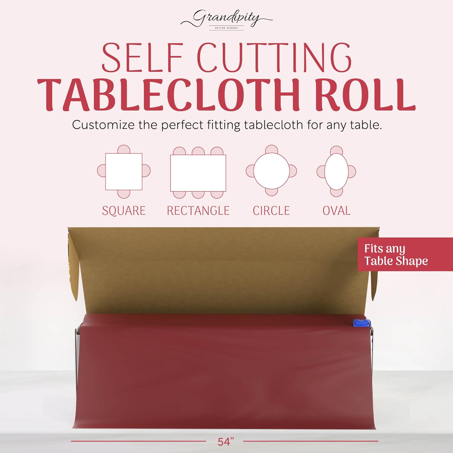 Burgundy Self-Cutting Plastic Table Cover Roll