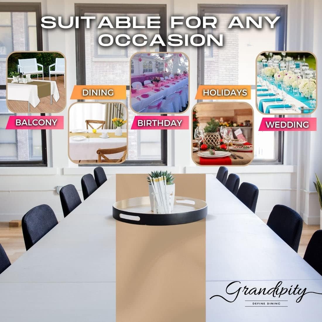 Beige Premium Plastic Table Runner