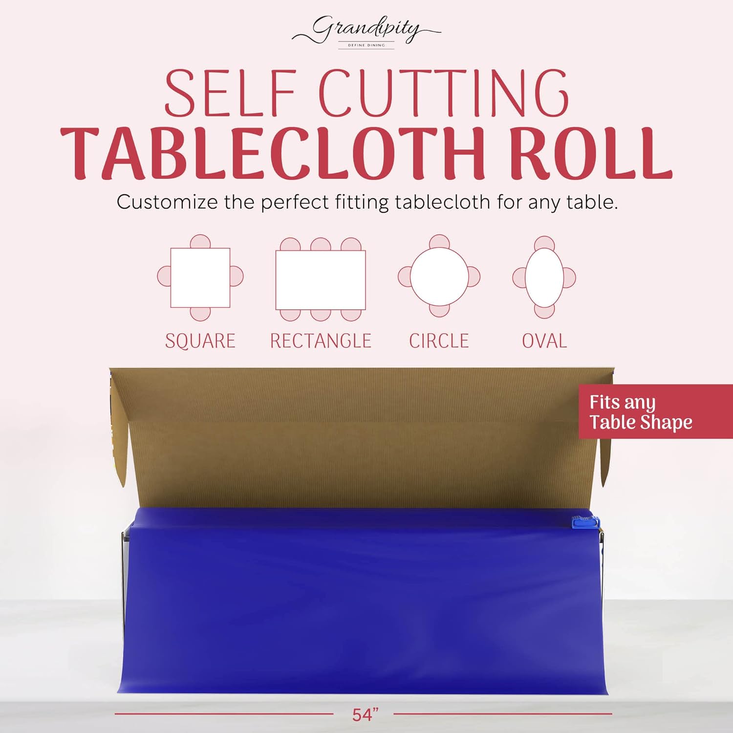 Blue Self-Cutting Plastic Table Cover Roll