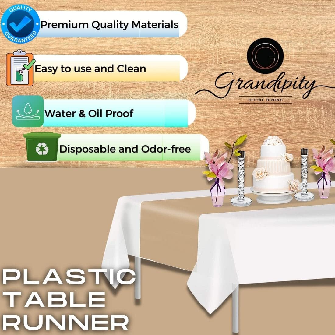 Beige Premium Plastic Table Runner