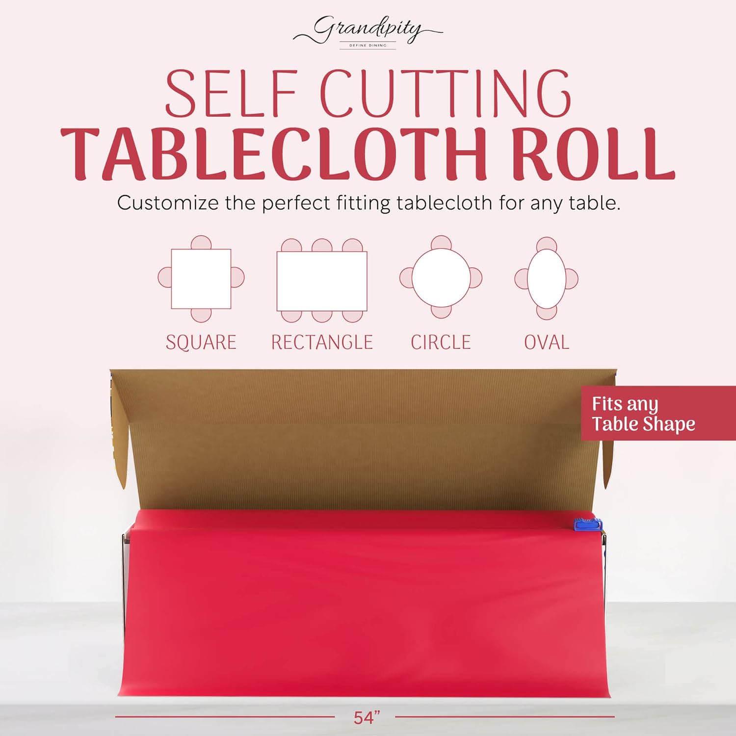 Red Self-Cutting Plastic Table Cover Roll