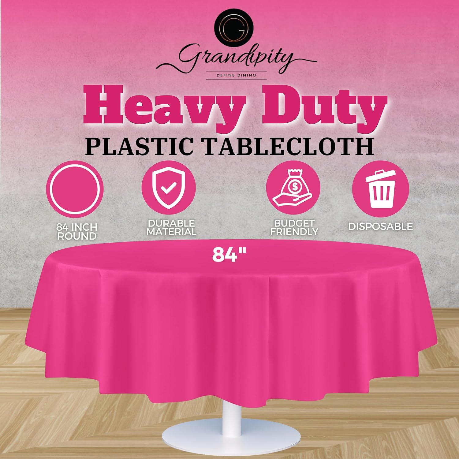 Hot Pink Premium Round Plastic Table Cover