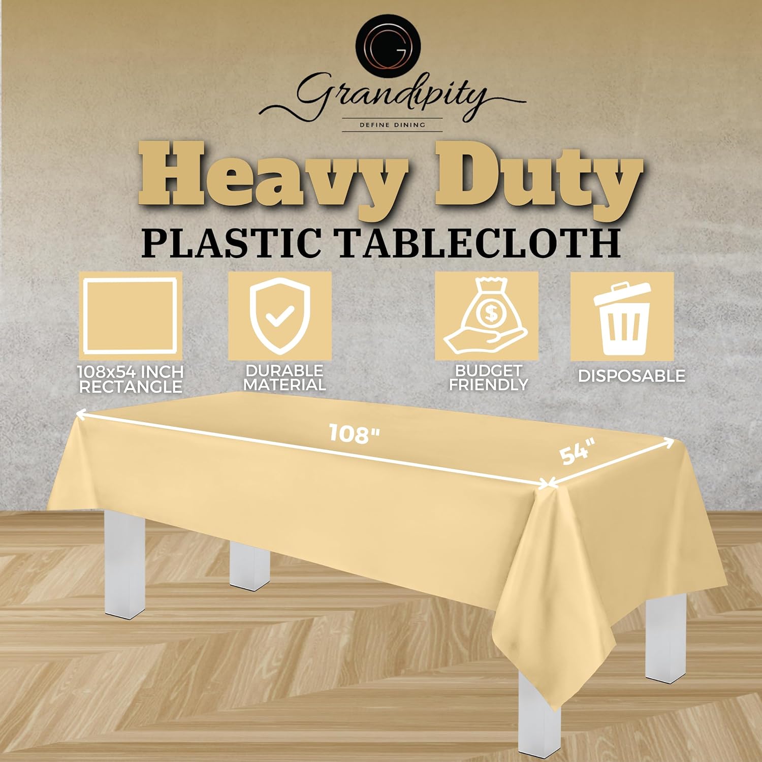 Ivory Premium Rectangle Plastic Table Cover