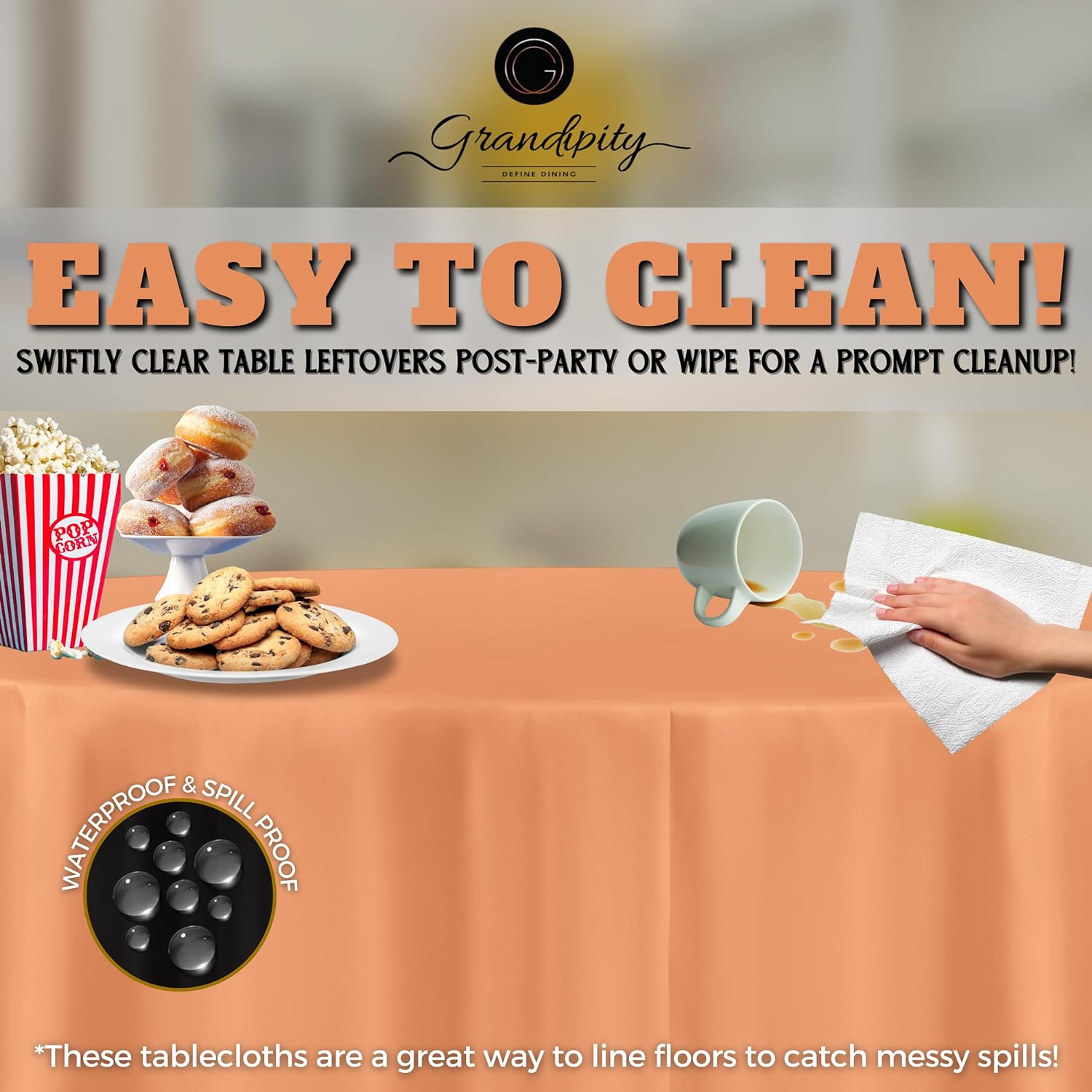 Peach Premium Round Plastic Table Cover