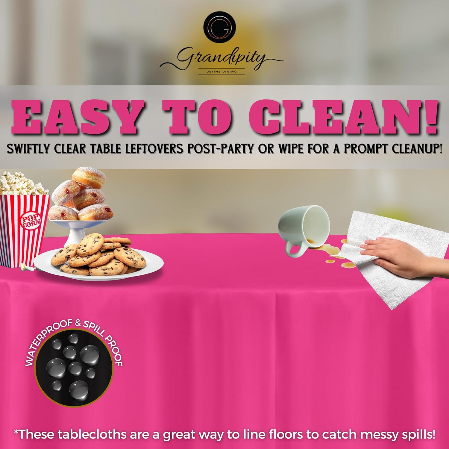 Hot Pink Premium Round Plastic Table Cover