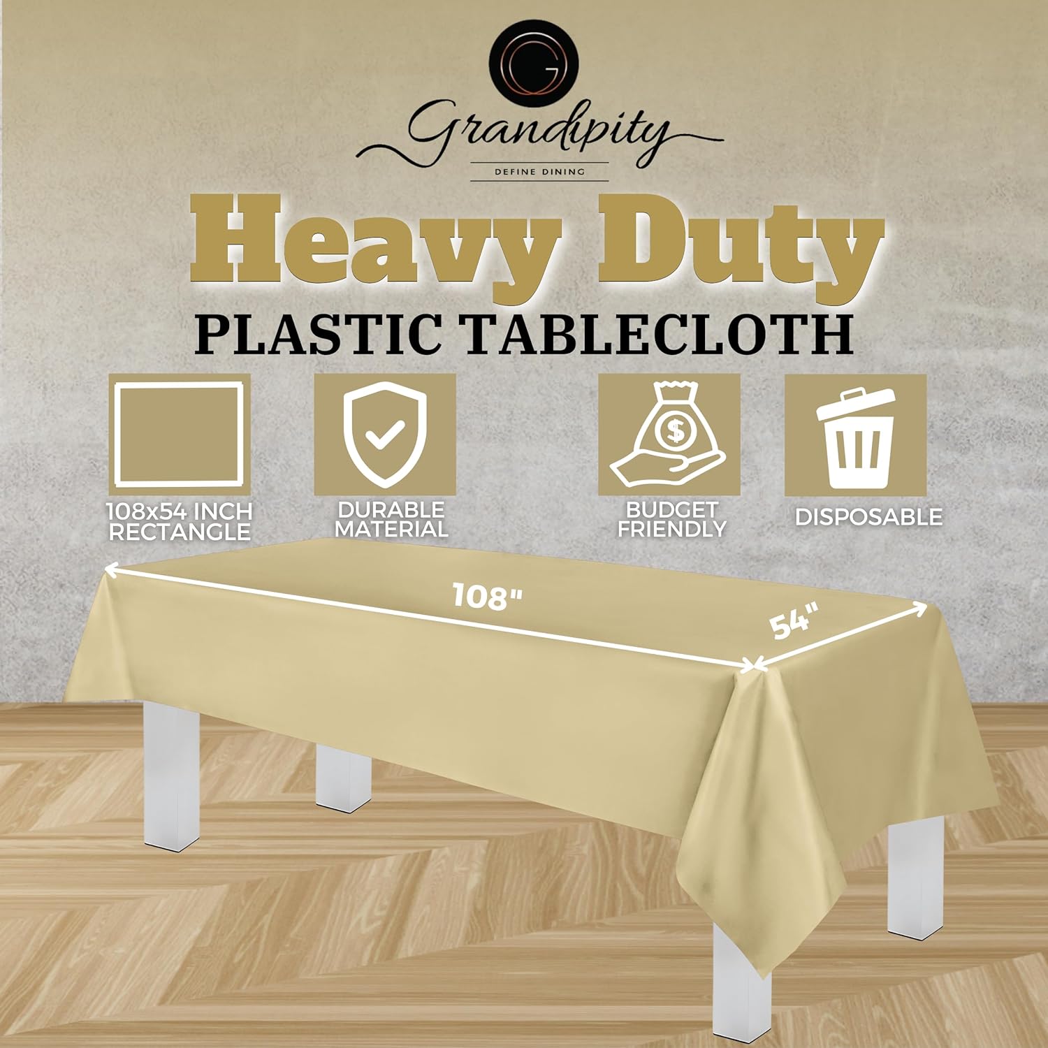Beige Premium Rectangle Plastic Table Cover