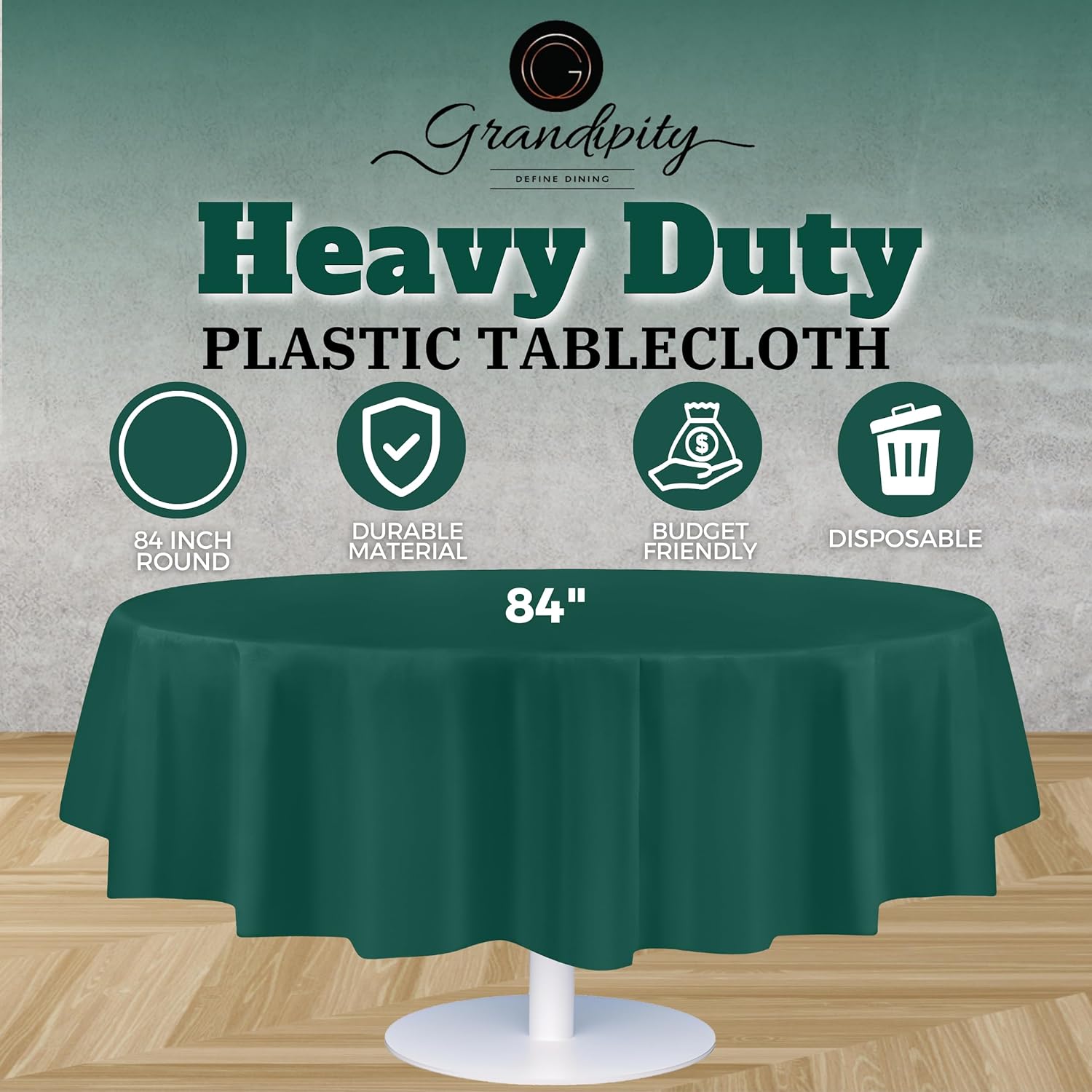 Dark Green Premium Round Plastic Table Cover
