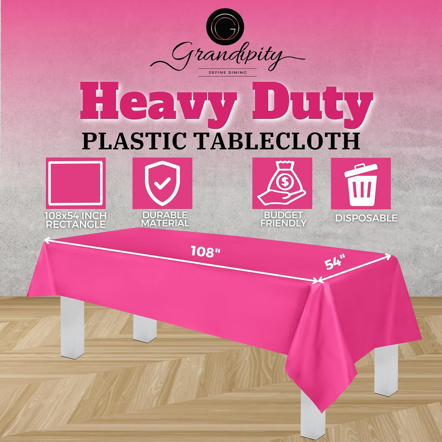 Hot Pink Premium Rectangle Plastic Table Cover