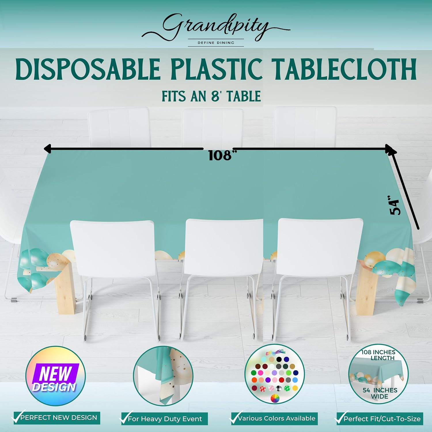 Amscan Disposable Balloon Bash Plastic Table Cover - 54 X 84 Inches, 3-Pack, Multicolor