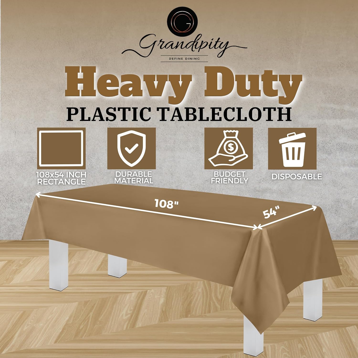 Gold Premium Rectangle Plastic Table Cover