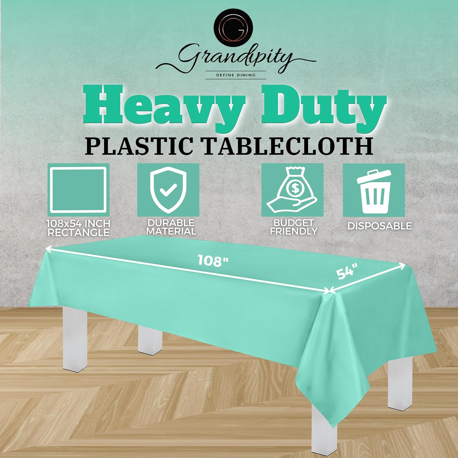Aqua Premium Rectangle Plastic Table Cover
