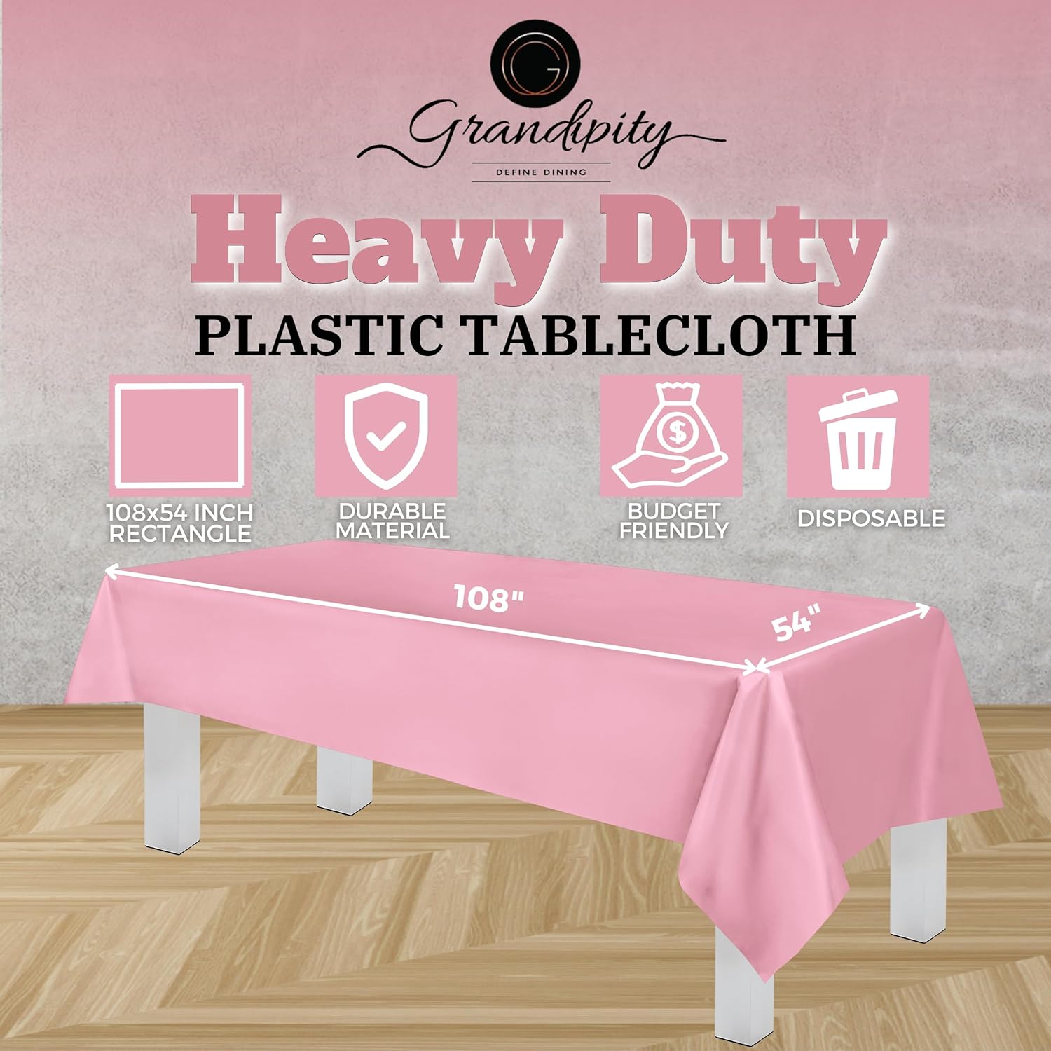 Pink Premium Rectangle Plastic Table Cover