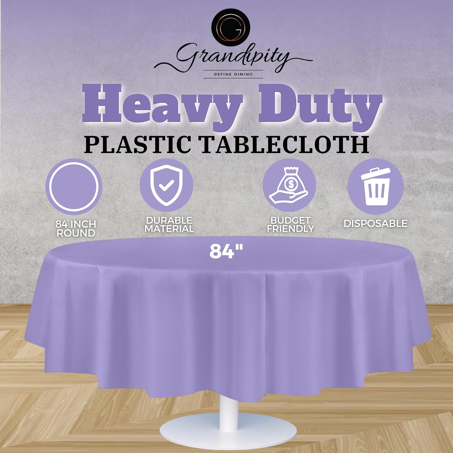 Lavender Premium Round Plastic Table Cover