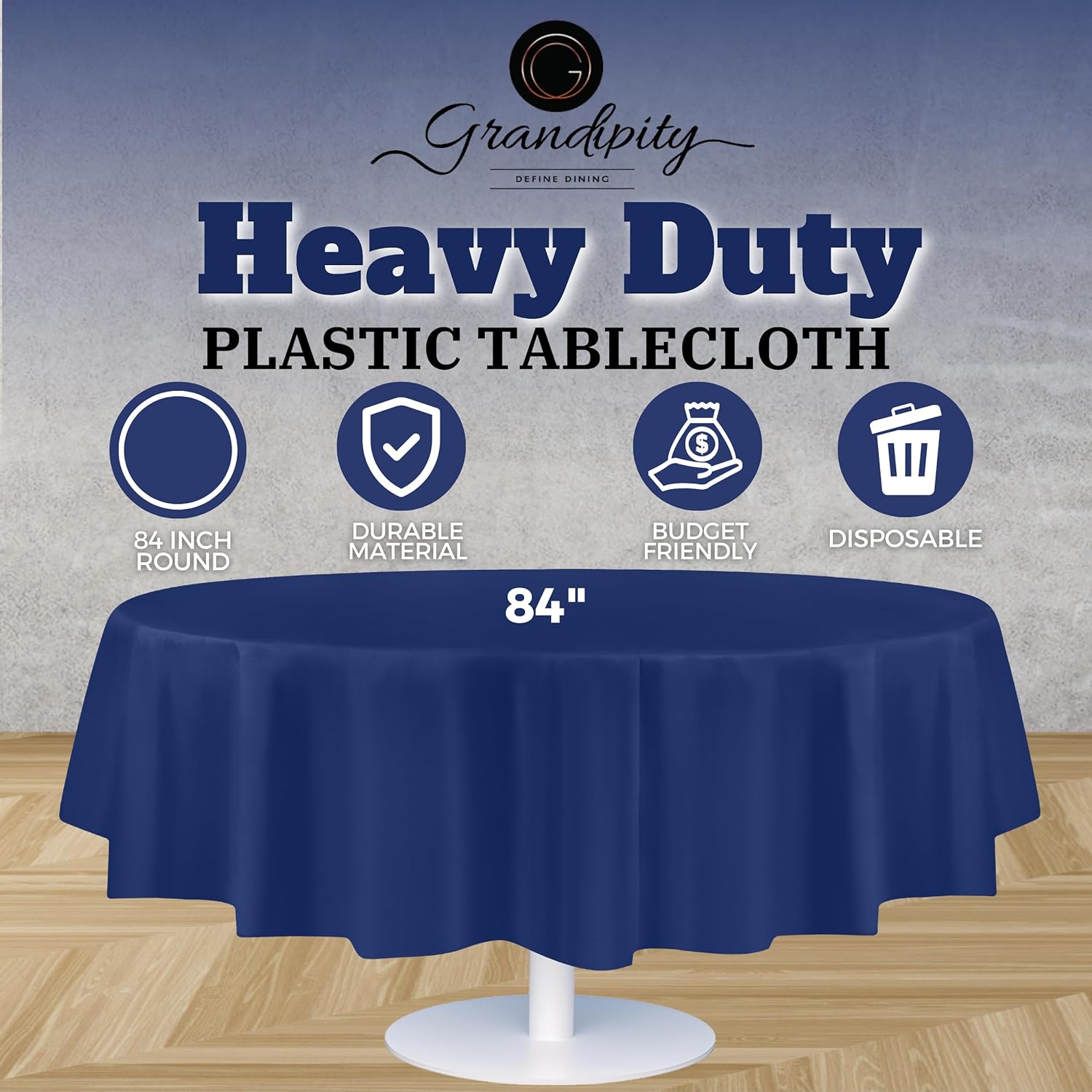 Navy Premium Round Plastic Table Cover