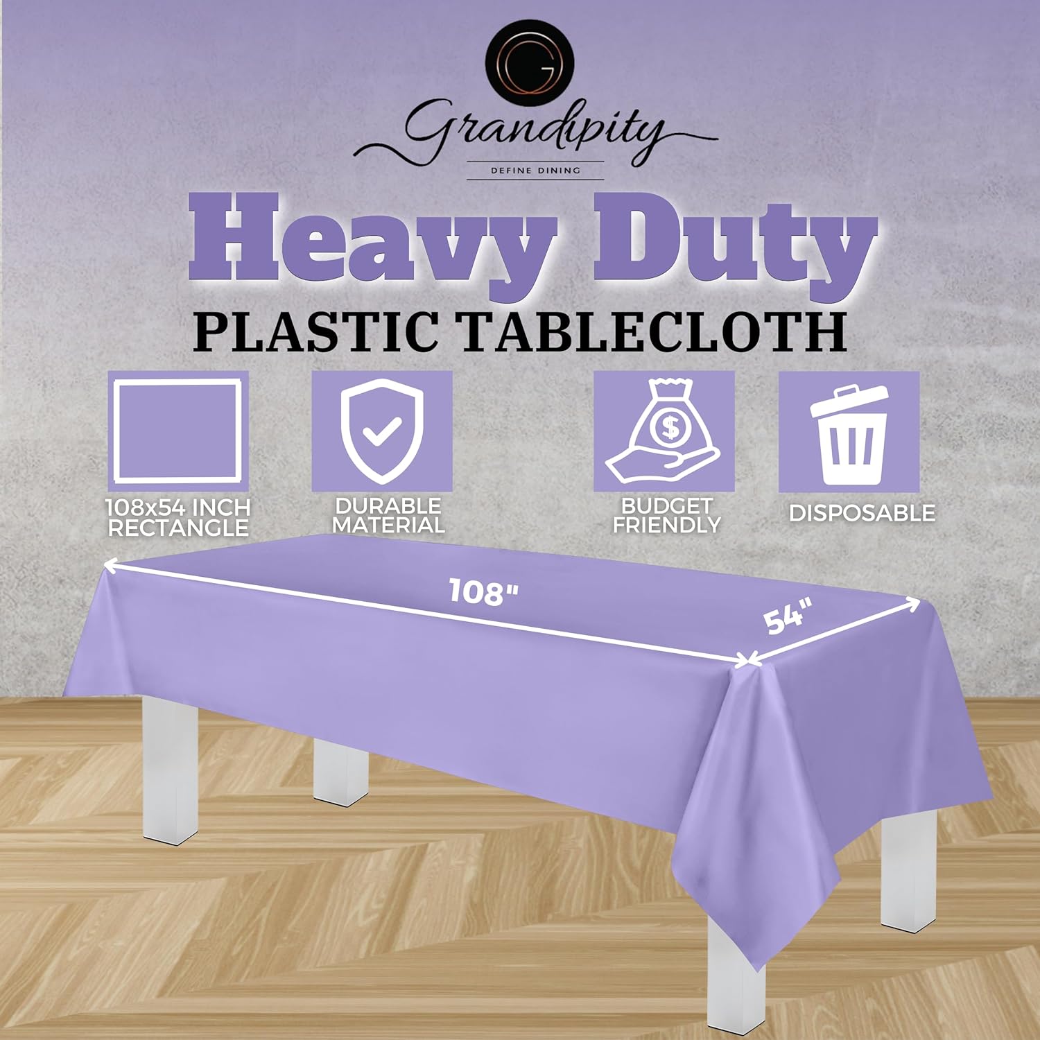 Lavender Premium Rectangle Plastic Table Cover