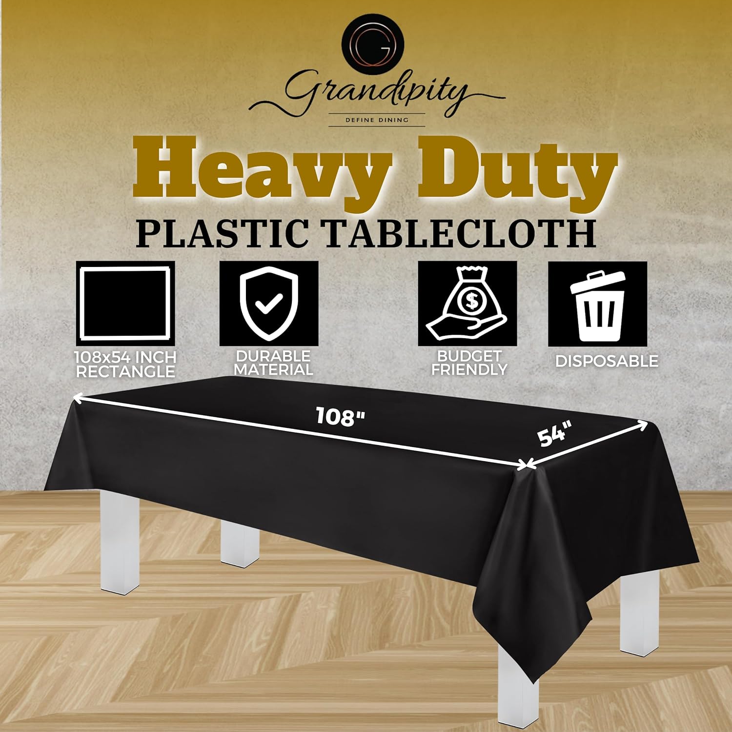 Black Premium Rectangle Plastic Table Cover
