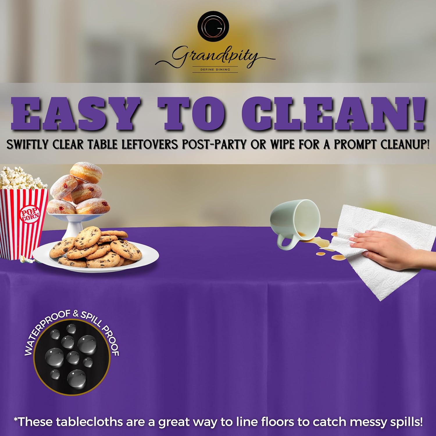 Purple Premium Round Plastic Table Cover