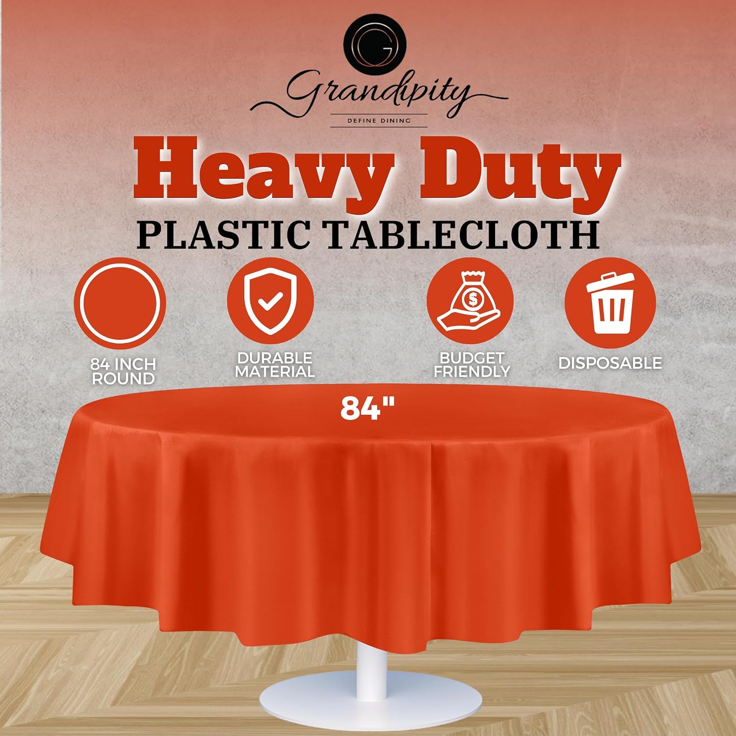 Orange Premium Round Plastic Table Cover
