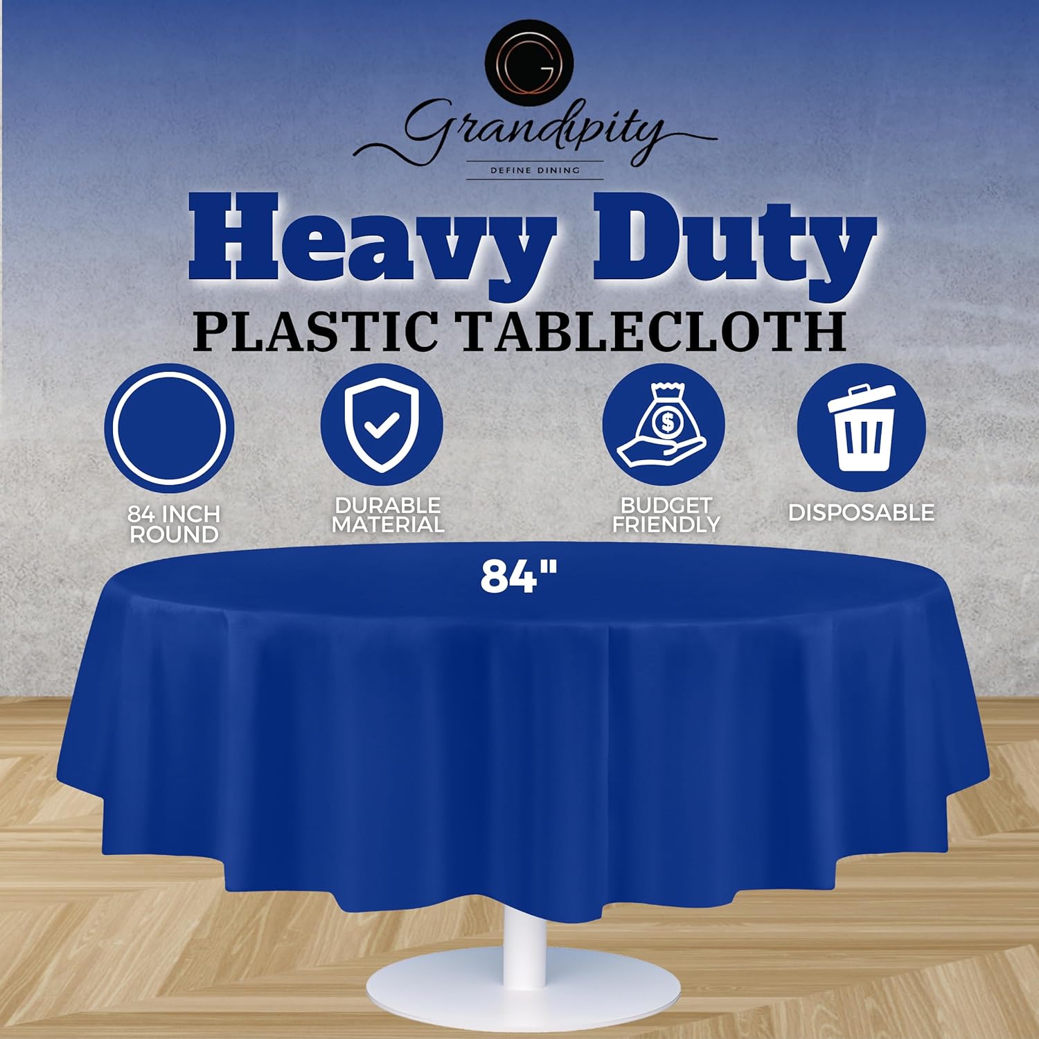 Blue Premium Round Plastic Table Cover