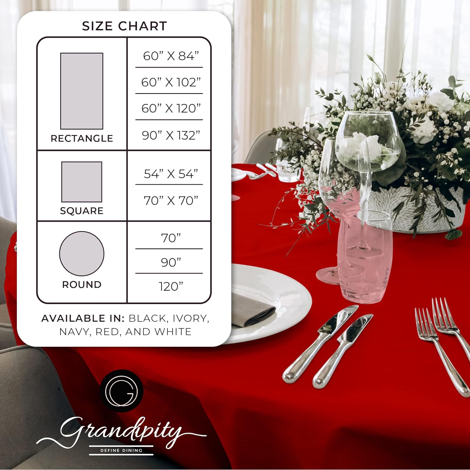 Red Round Polyester Tablecloth