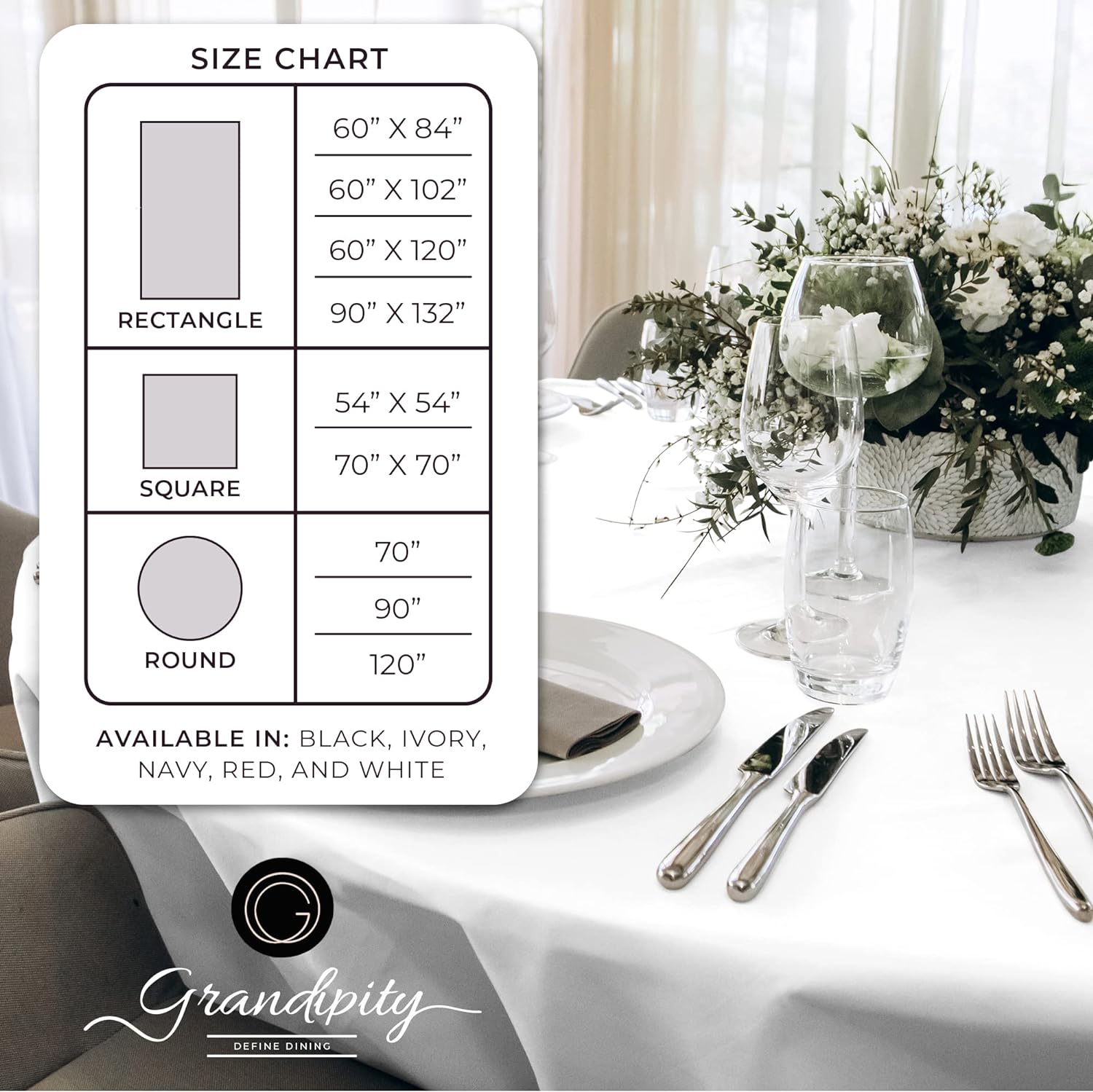 White Round Polyester Tablecloth