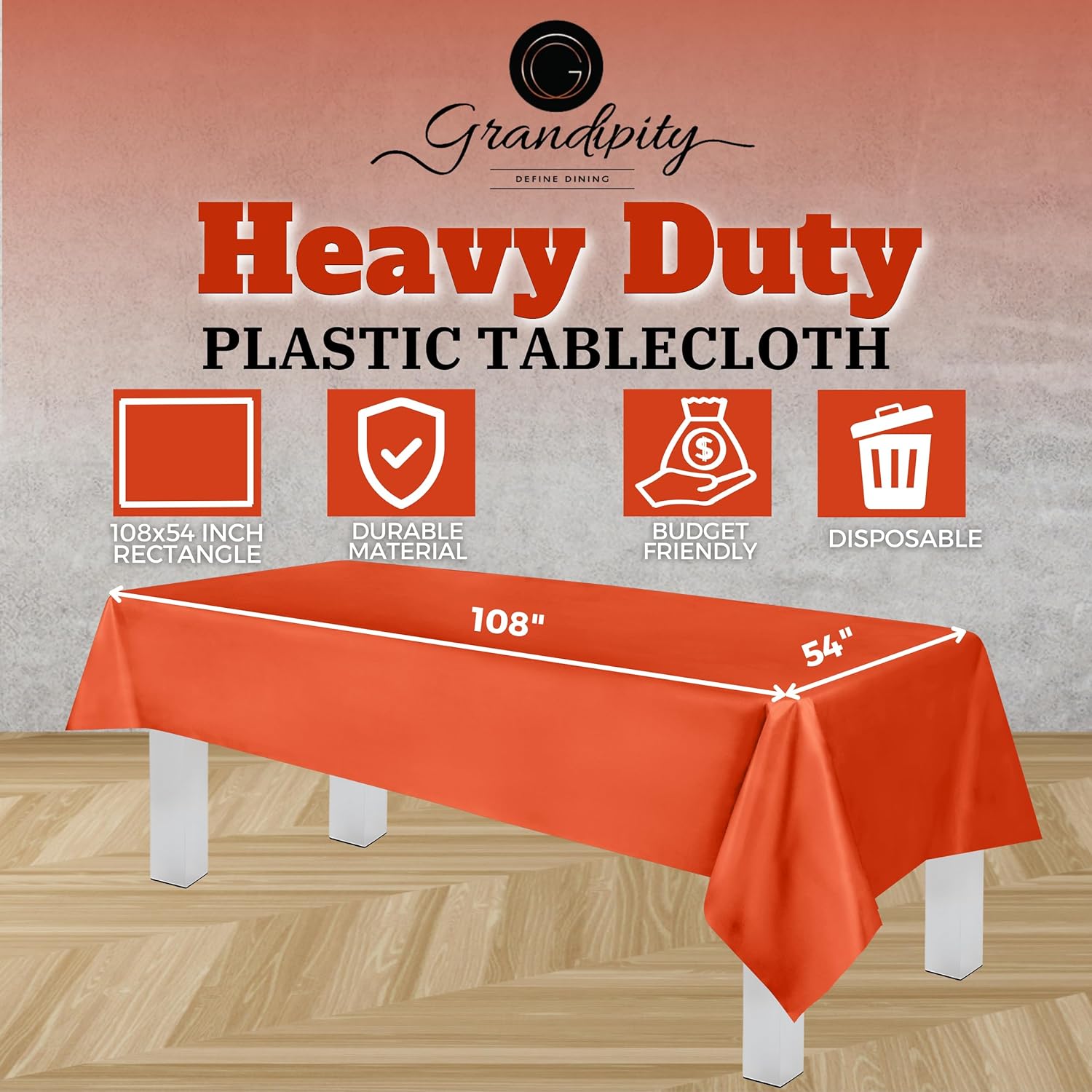 Orange Premium Rectangle Plastic Table Cover