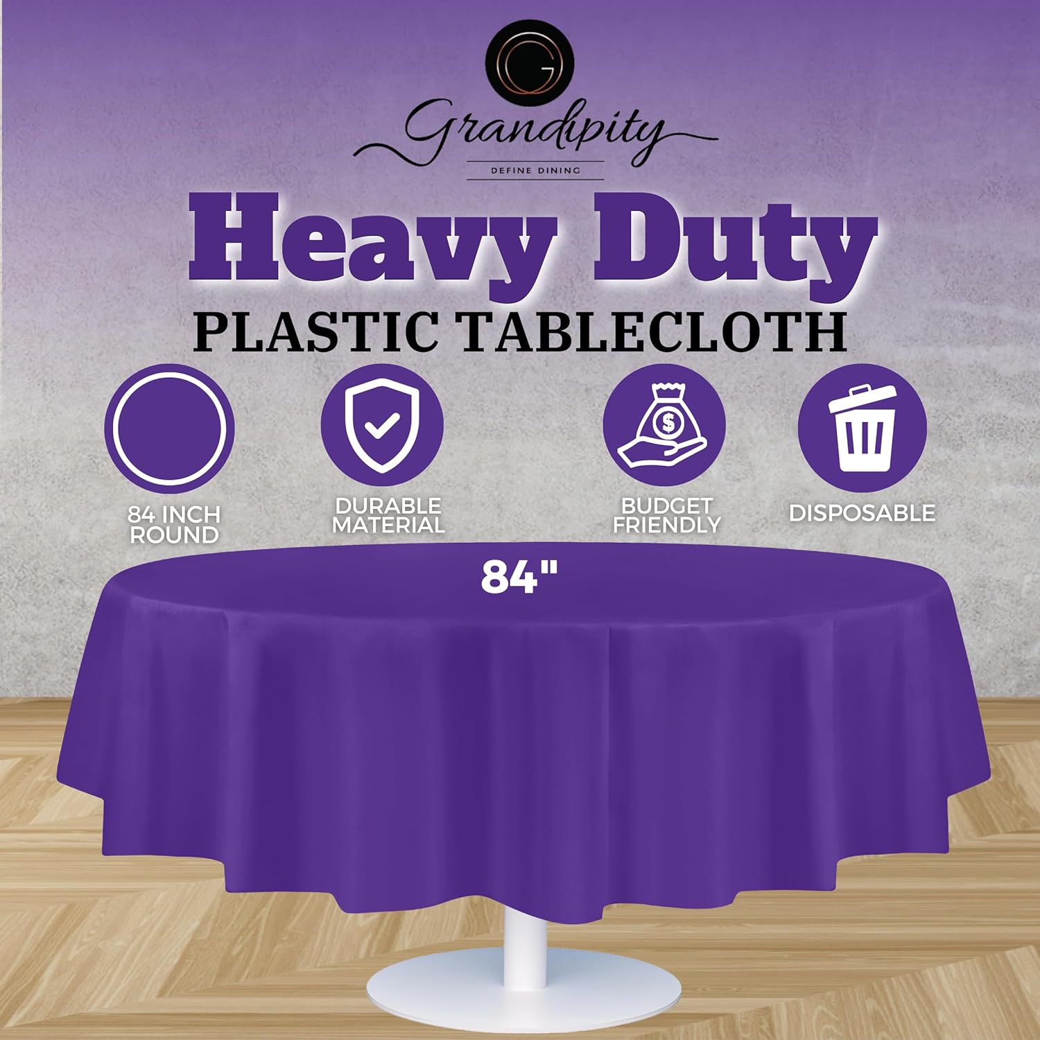 Purple Premium Round Plastic Table Cover