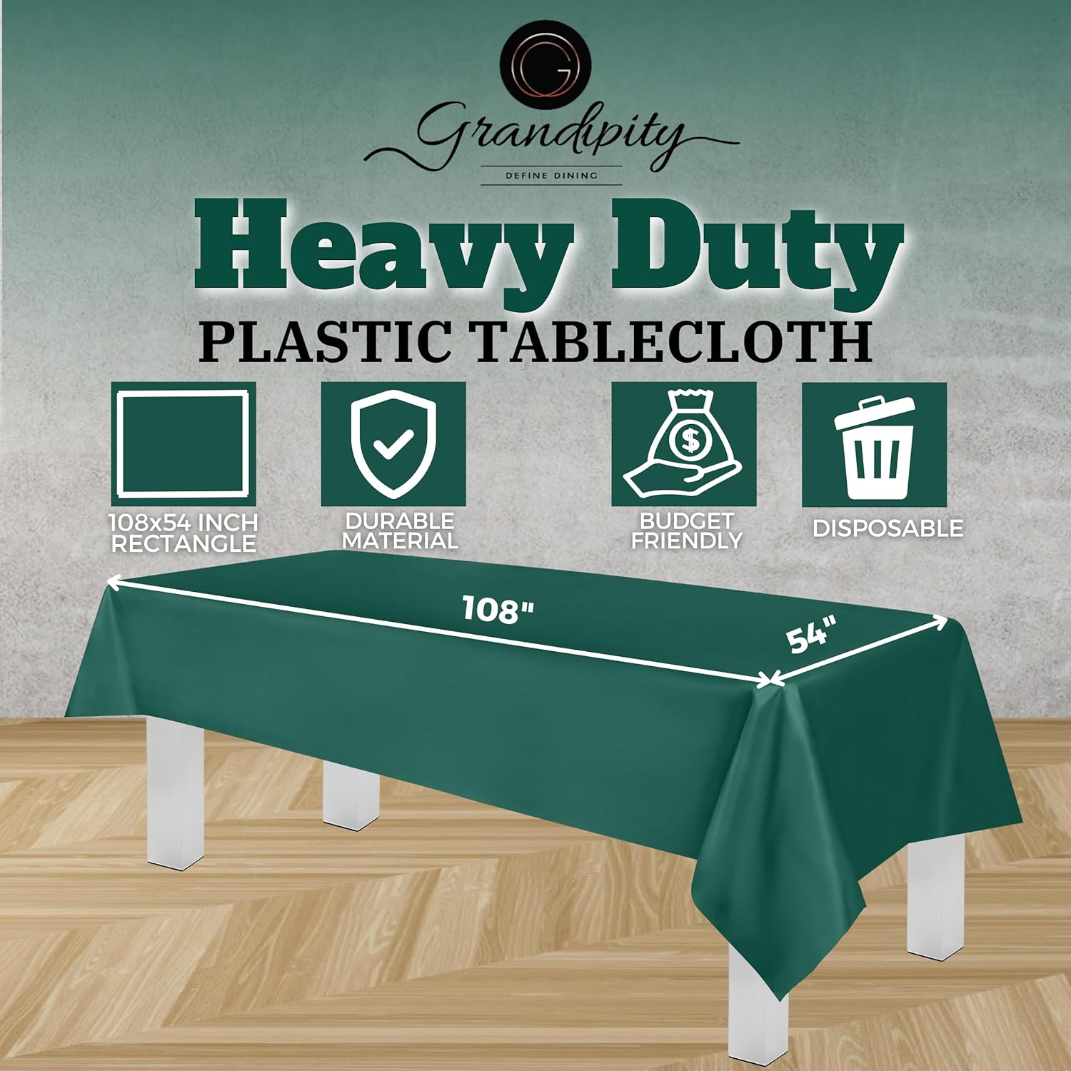 Dark Green Premium Rectangle Plastic Table Cover